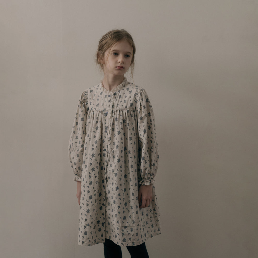 Robe en coton beige à fleurs pour fille
