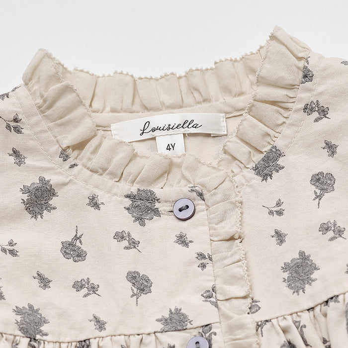 Robe en coton beige à fleurs pour fille