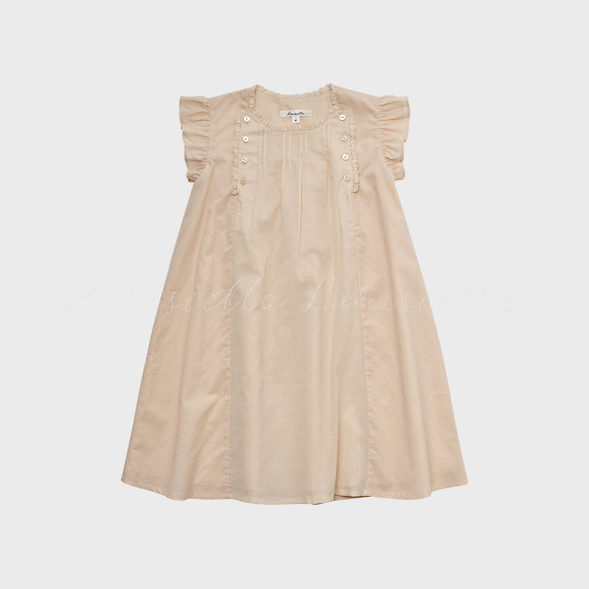 Girls Beige Peach Cotton Dress