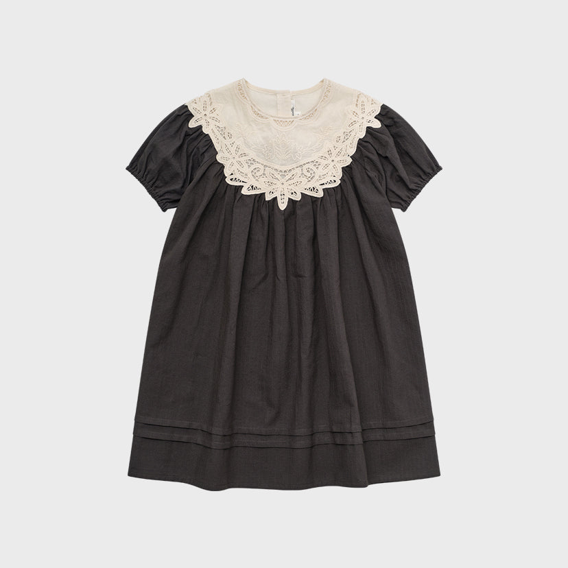 Girls Charcoal Cotton Dress