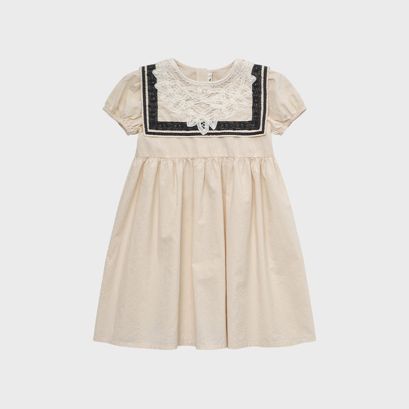 Girls Beige Cotton Dress