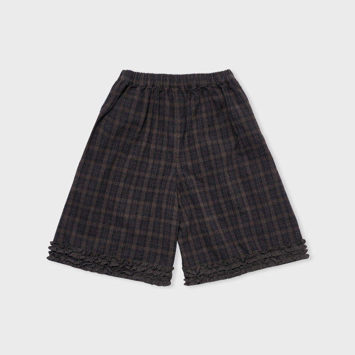 Short en coton à carreaux et dentelle pour fille