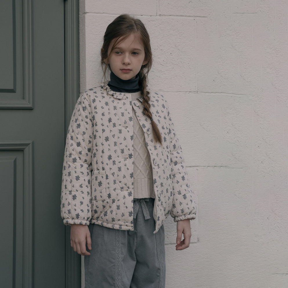 Girls Light Blue Lace Corduroy Trousers
