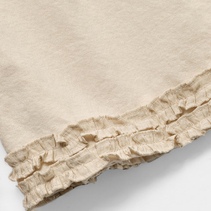 Girls Cream Lace Cotton Shorts