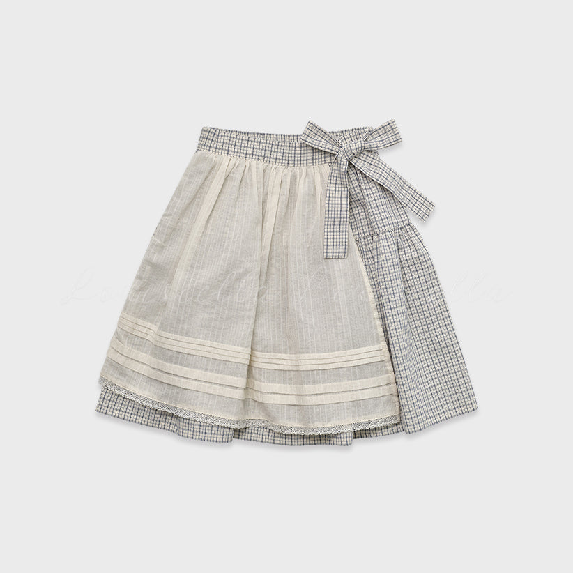 Girls Blue Check Cotton Skirt