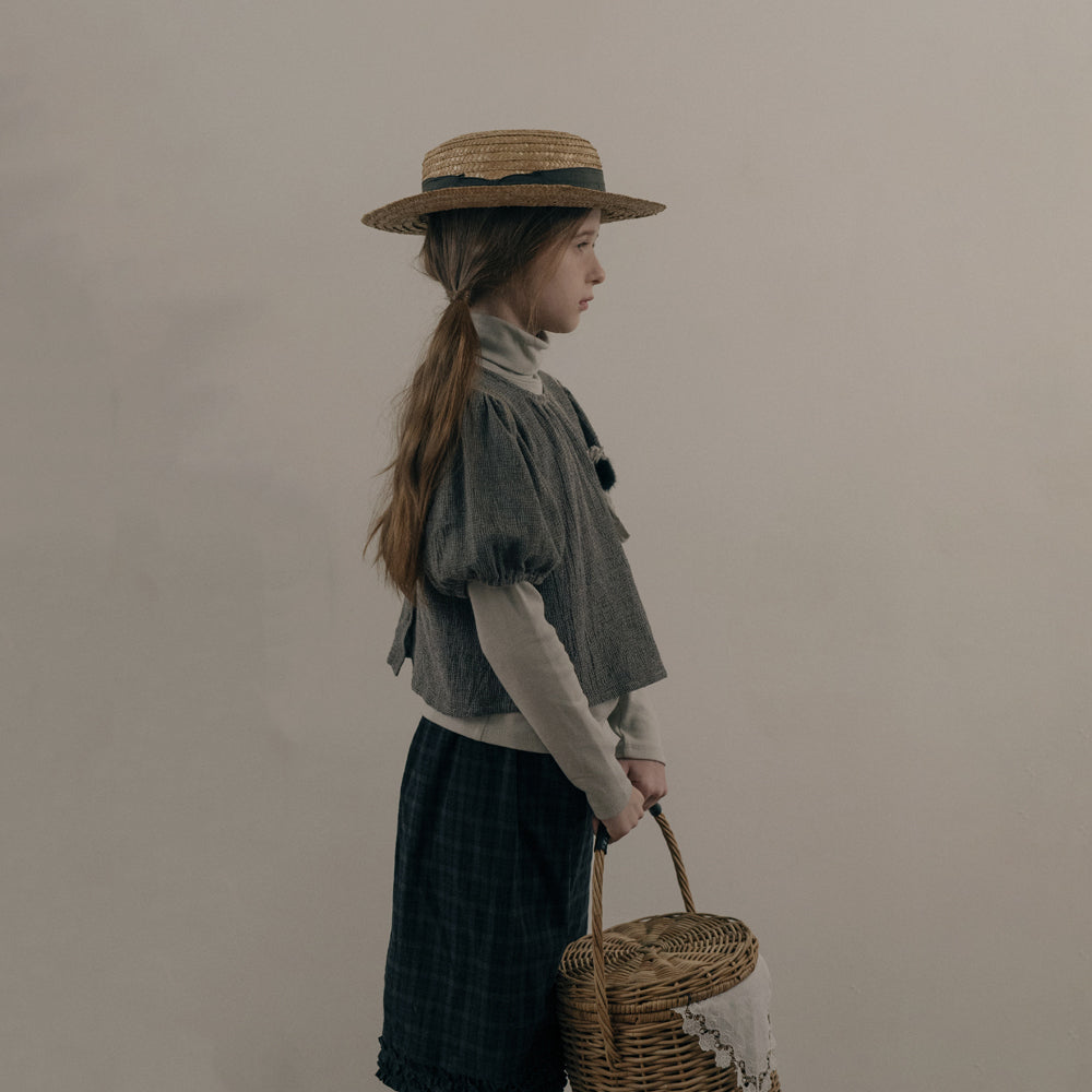 Col roulé en coton beige pour fille