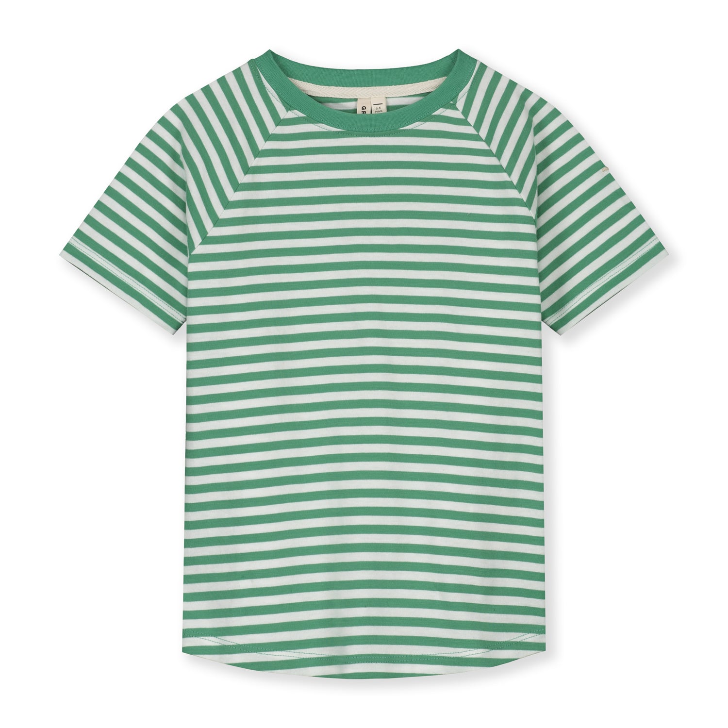 Girls Green Stripes Cotton T-Shirt