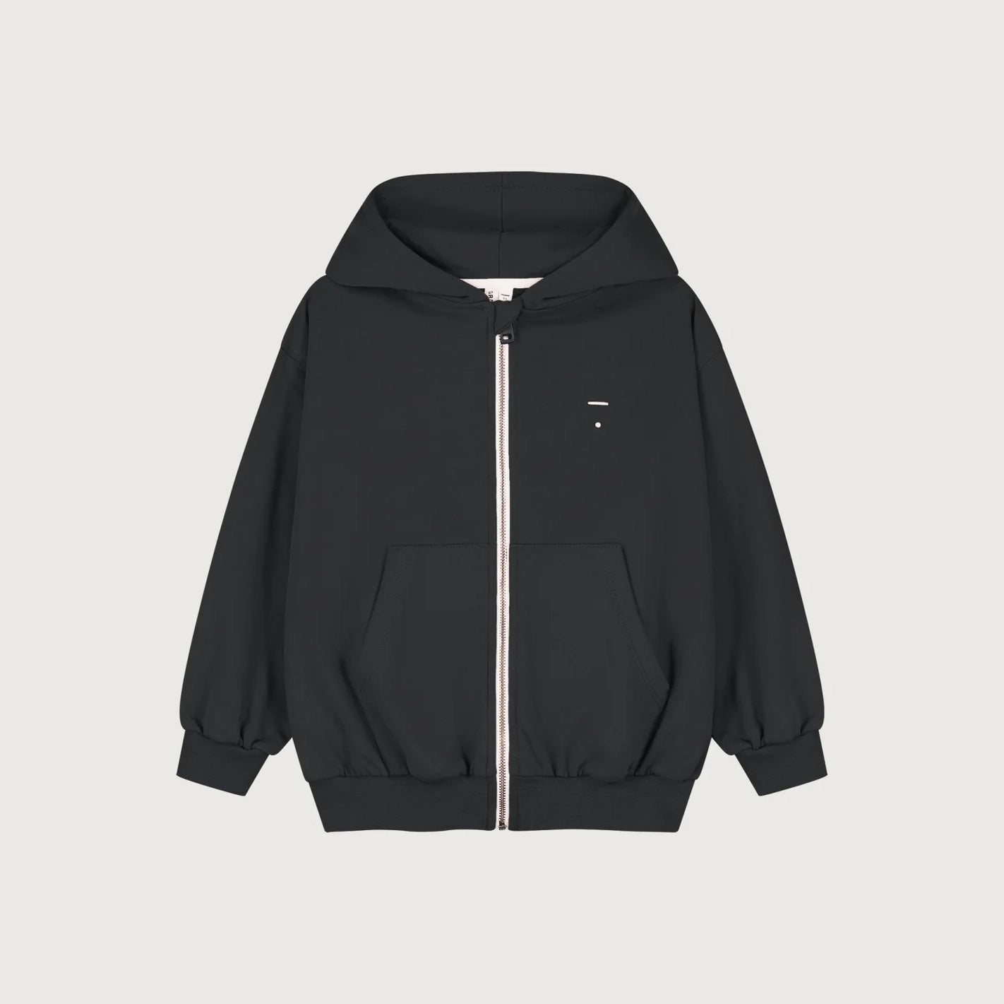 Boys & Girls Black Cotton Zip-Up Top