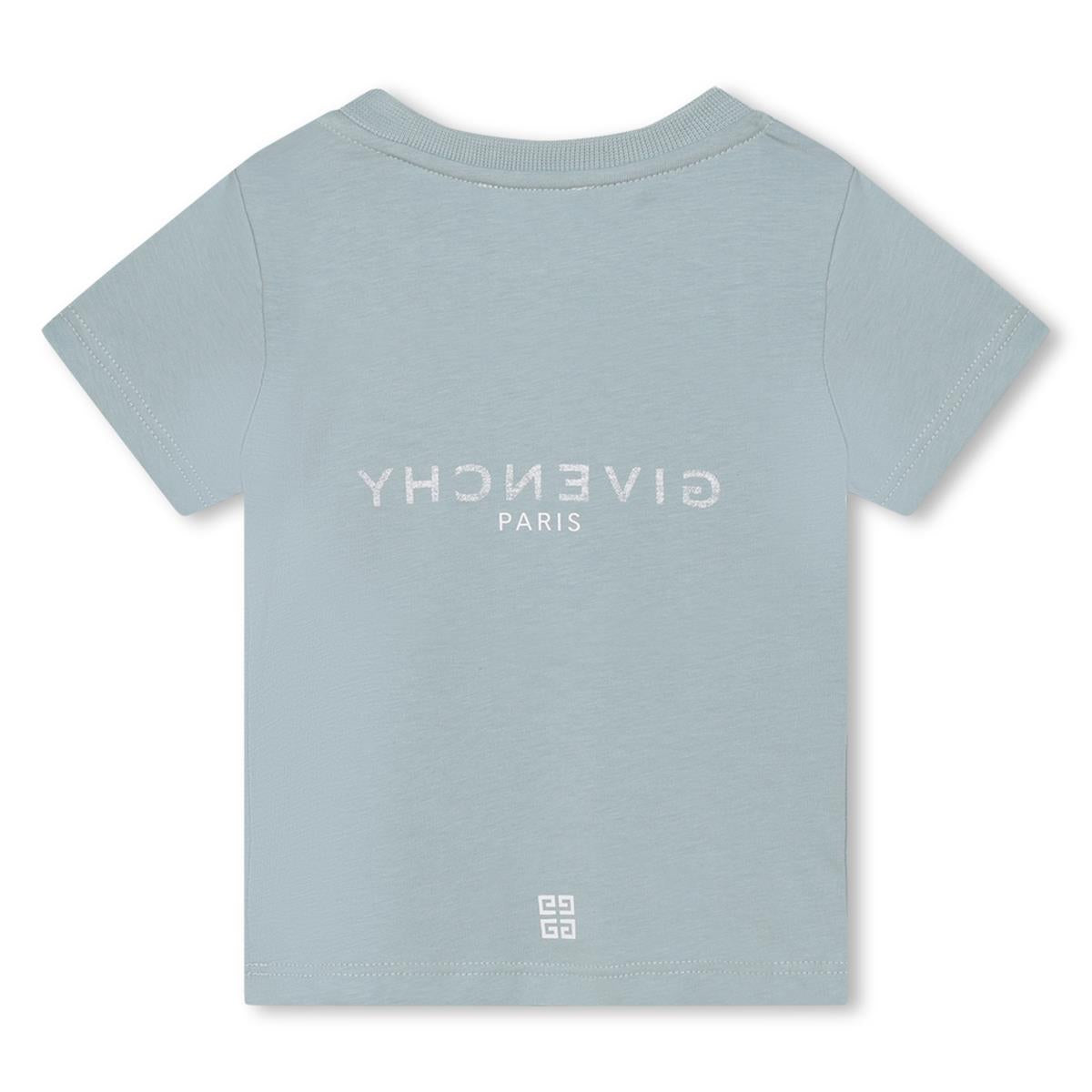 Baby Boys Light Blue Logo Cotton T-Shirt