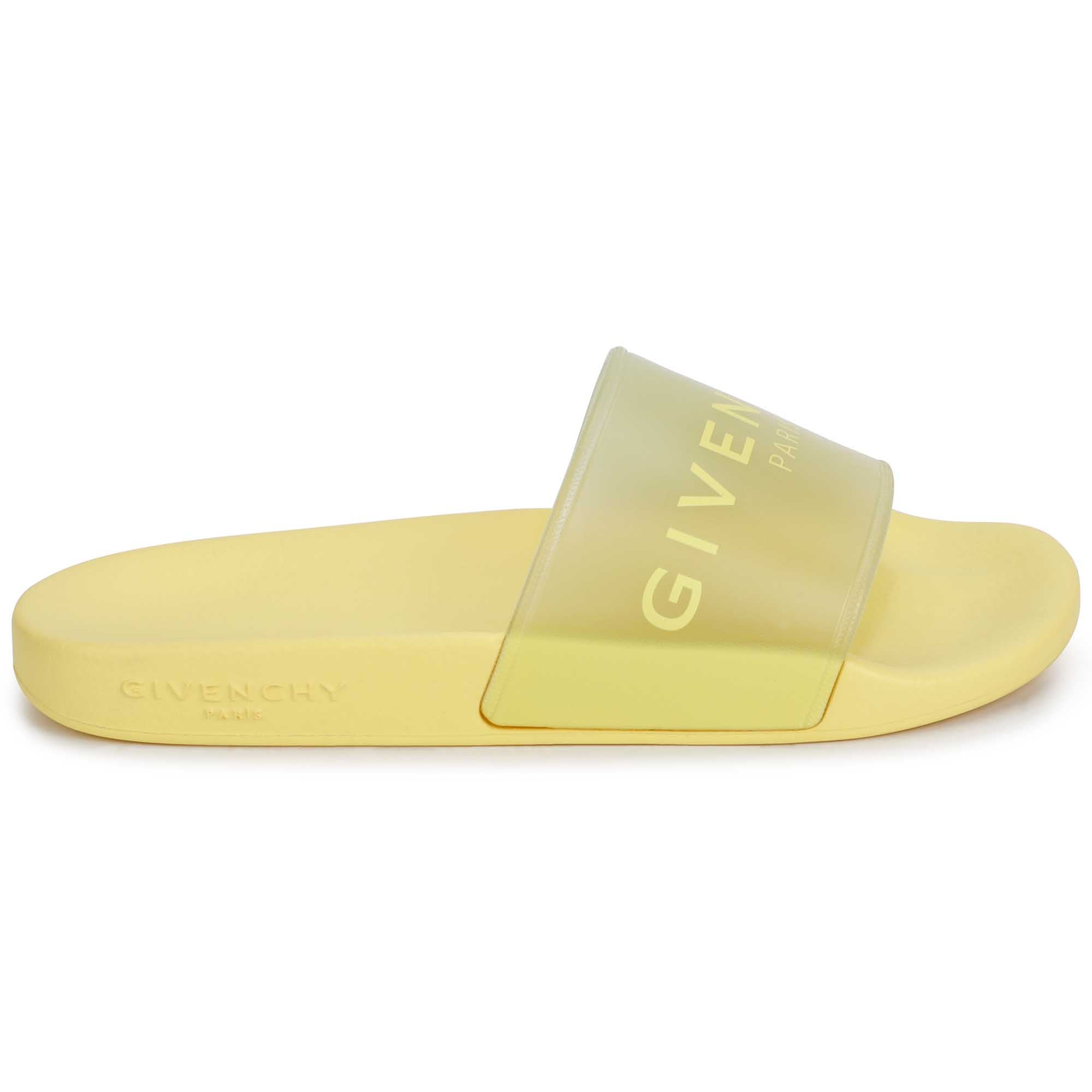 Girls Yellow Logo Slippers