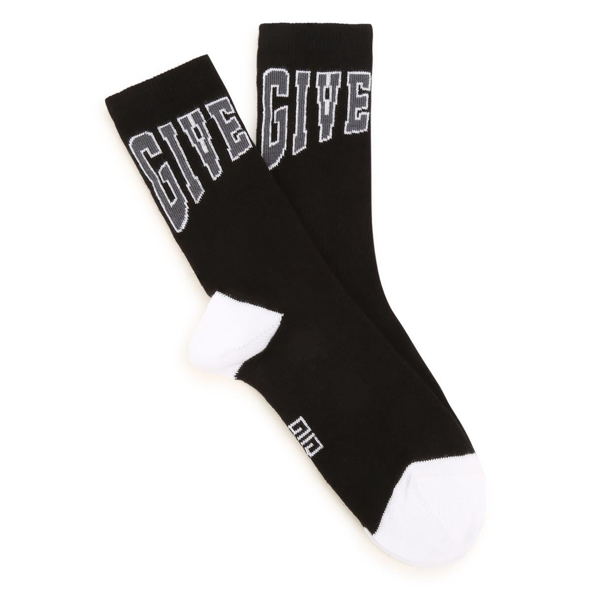 Boys Black Logo Cotton Socks