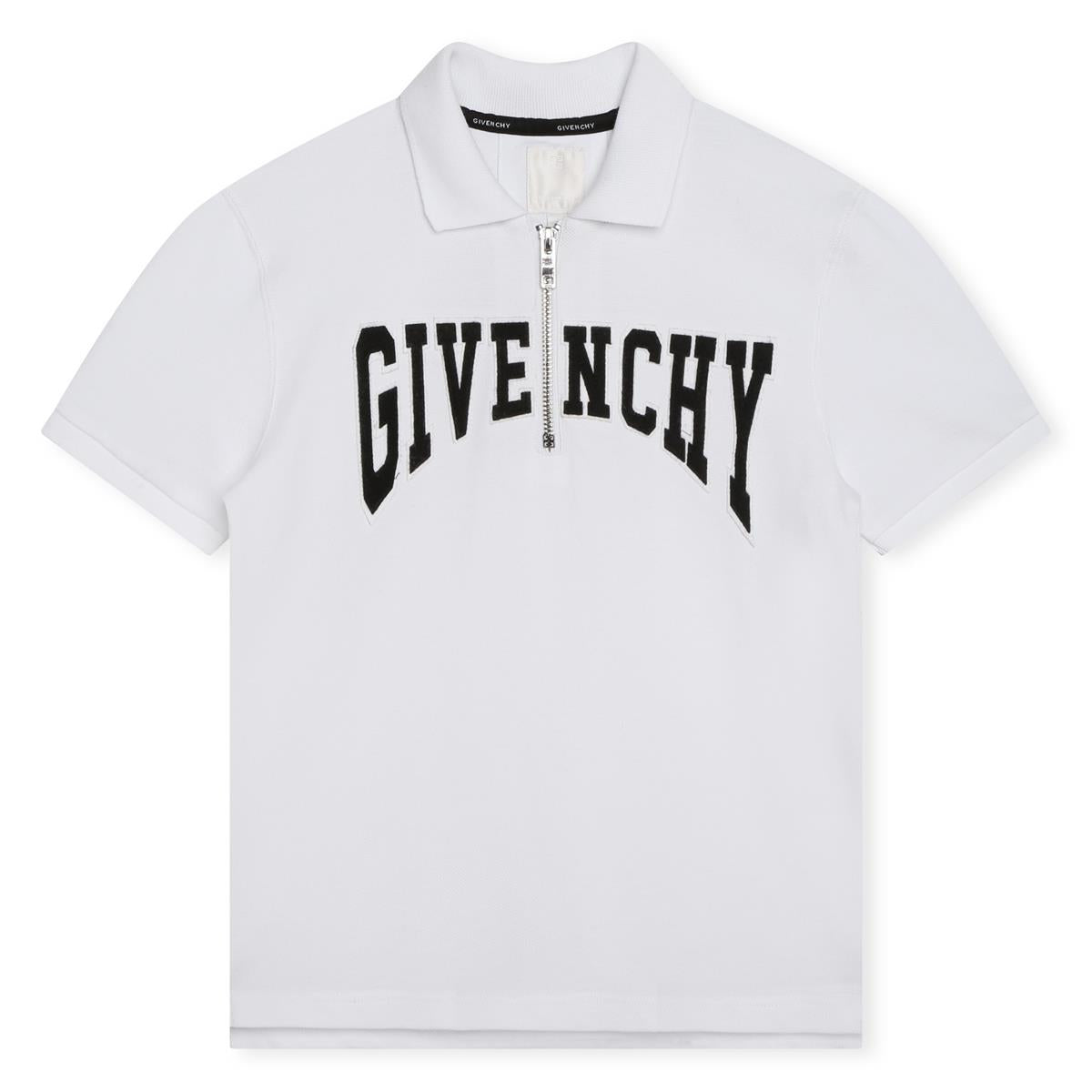 Boys White Logo Cotton Polo Shirt