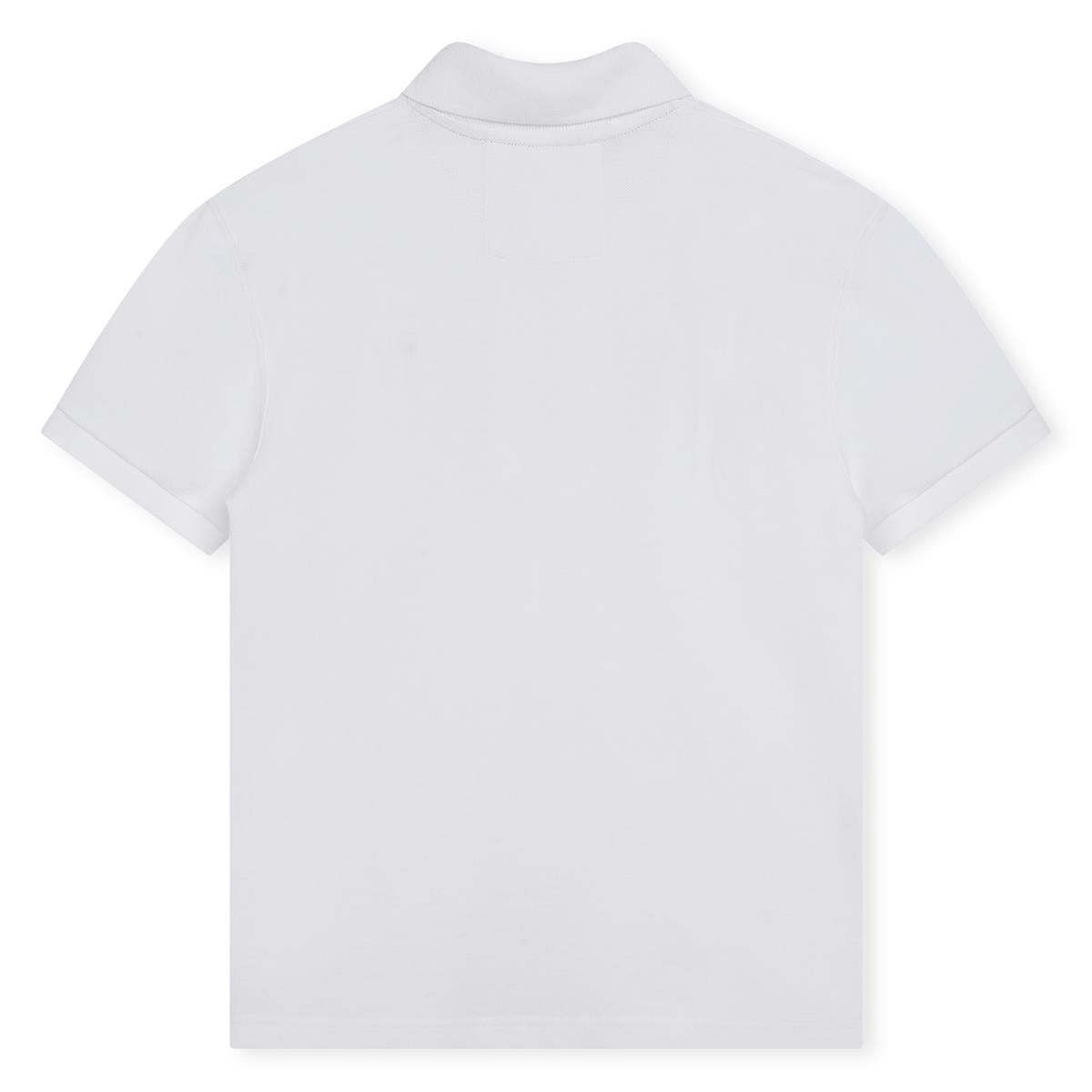 Boys White Logo Cotton Polo Shirt