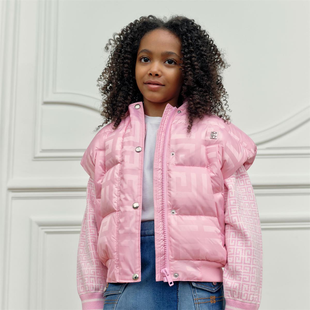 Girls Pink Padded Down Gilet