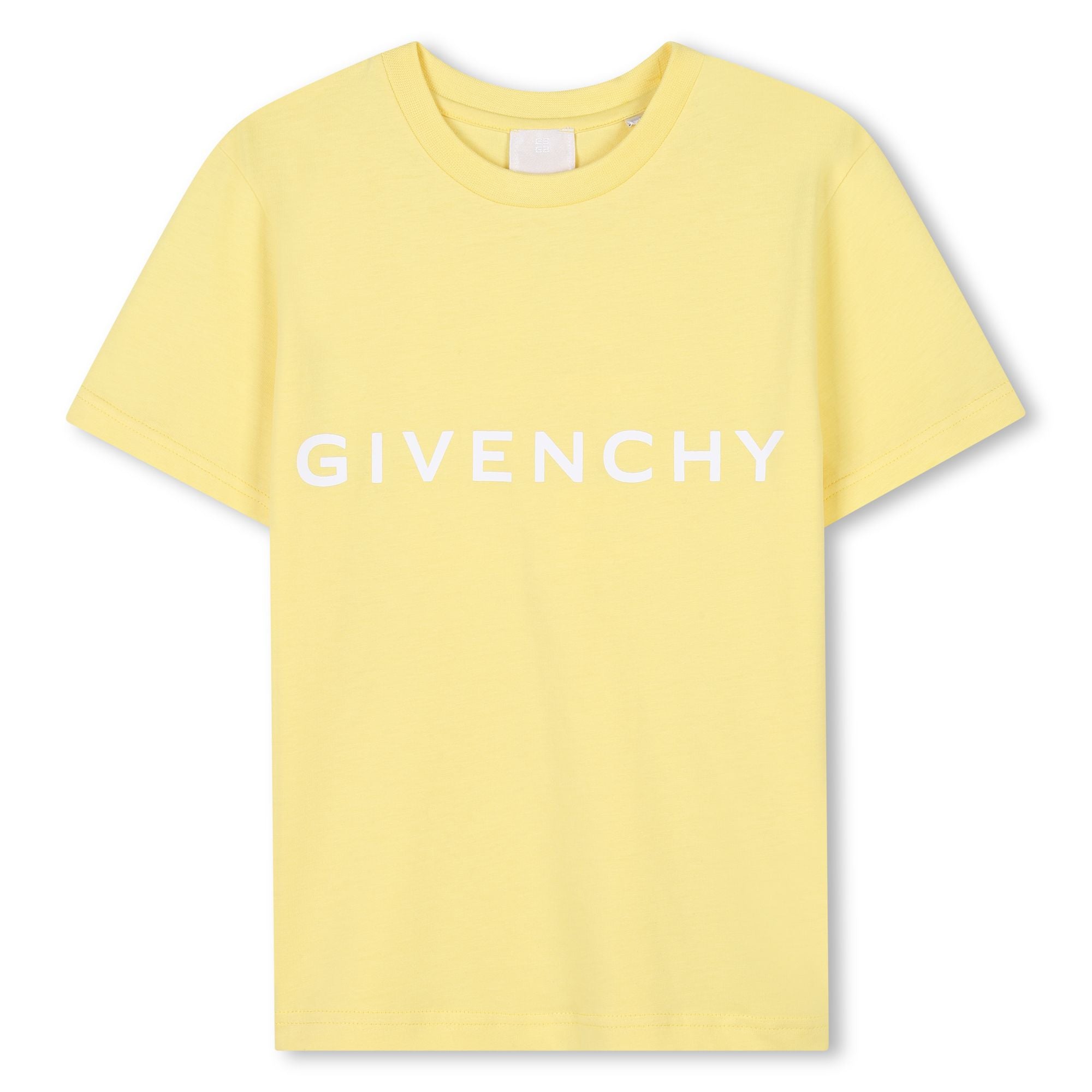 Girls Light Yellow Printed Logo Cotton T-Shirt