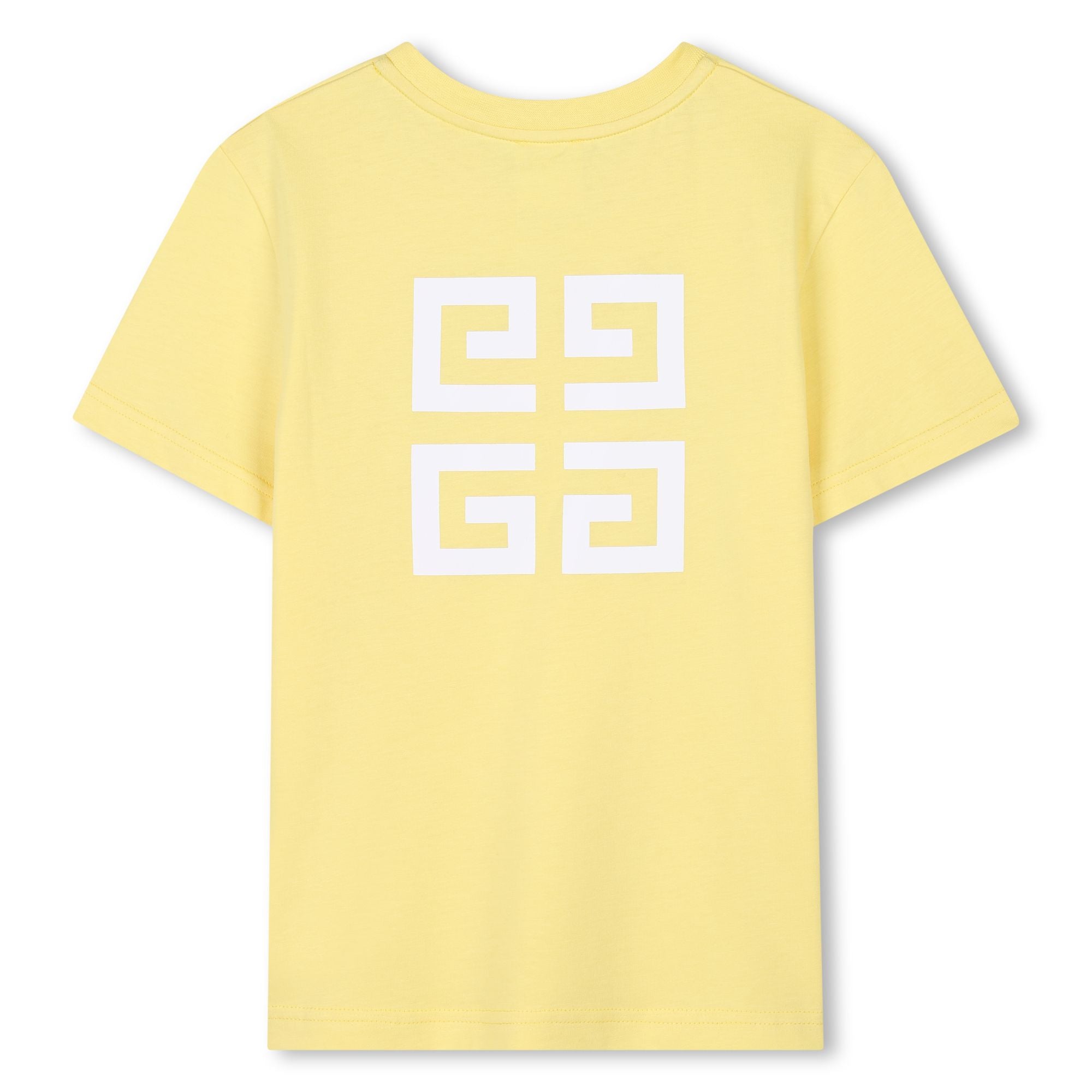 Girls Light Yellow Printed Logo Cotton T-Shirt
