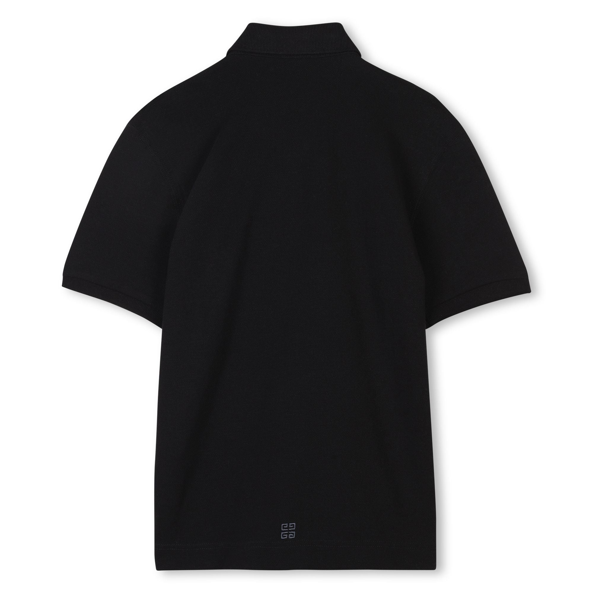 Boys Black Printed Logo Cotton Polo Shirt