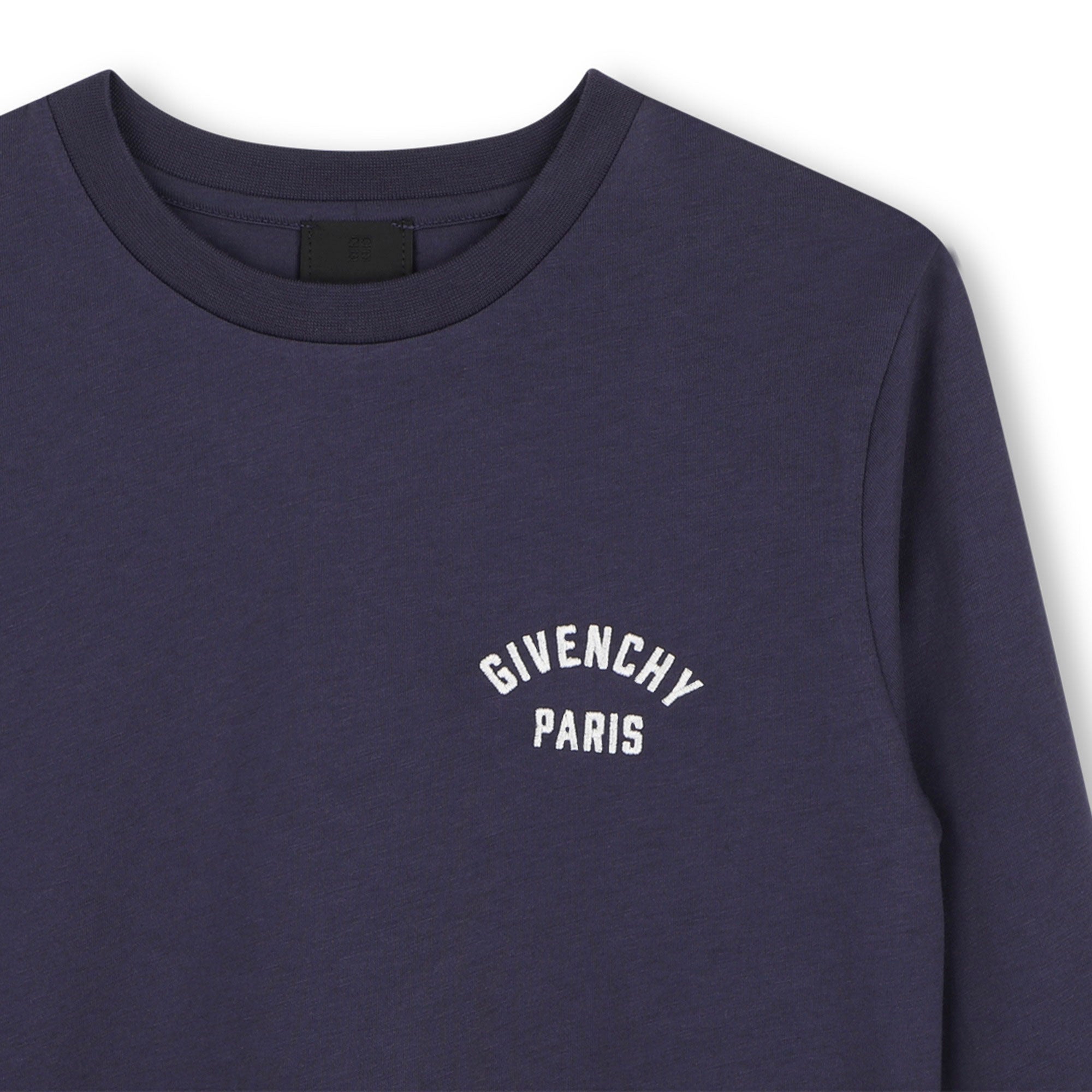 Boys Dark Blue Cotton Long Sleeves T-Shirt