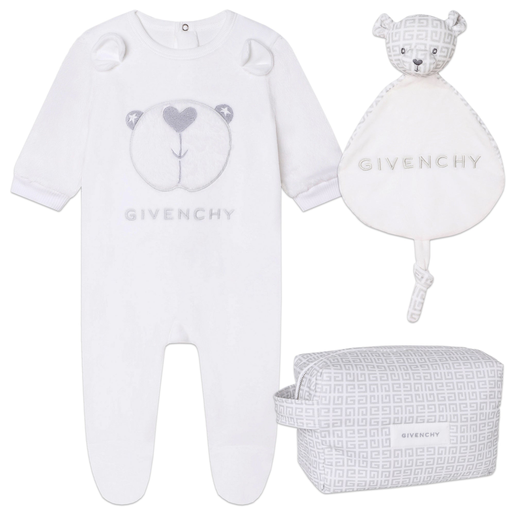 Baby Boys & Girls White Logo Cotton Babysuit Set