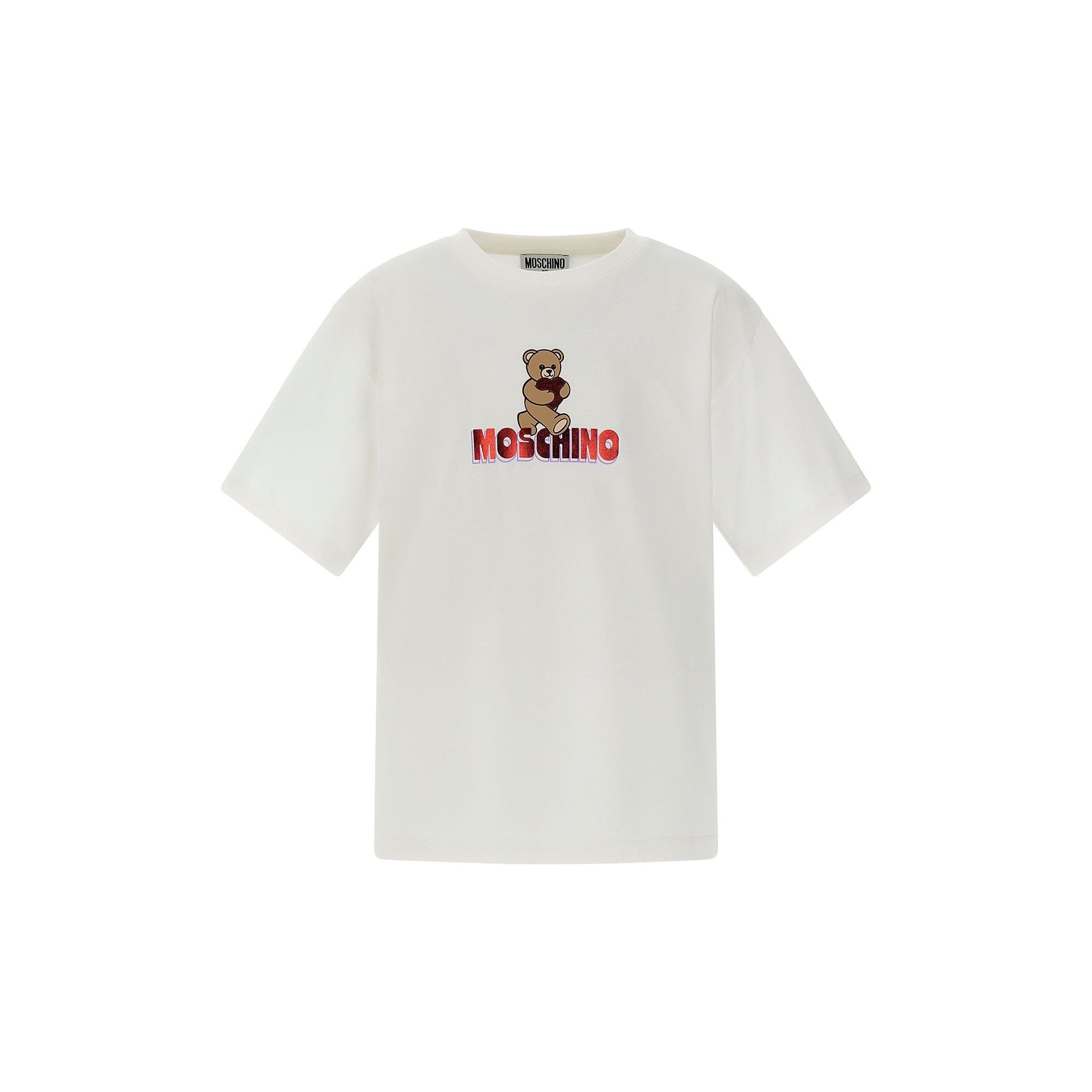 Girls White Bear Printed Cotton T-Shirt