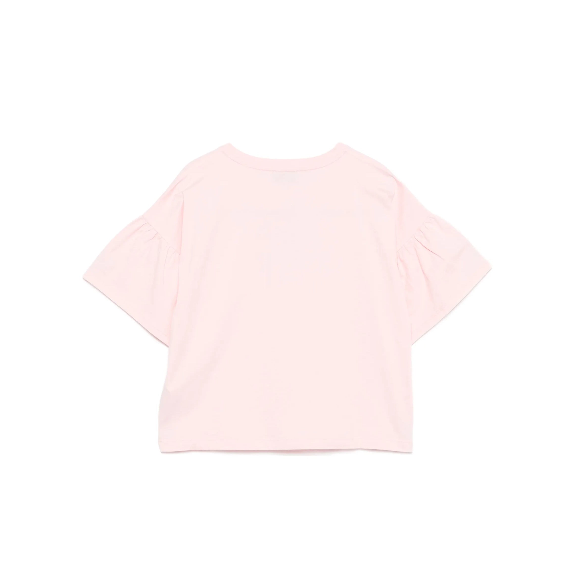Girls Light Pink Bear Printed Cotton T-Shirt