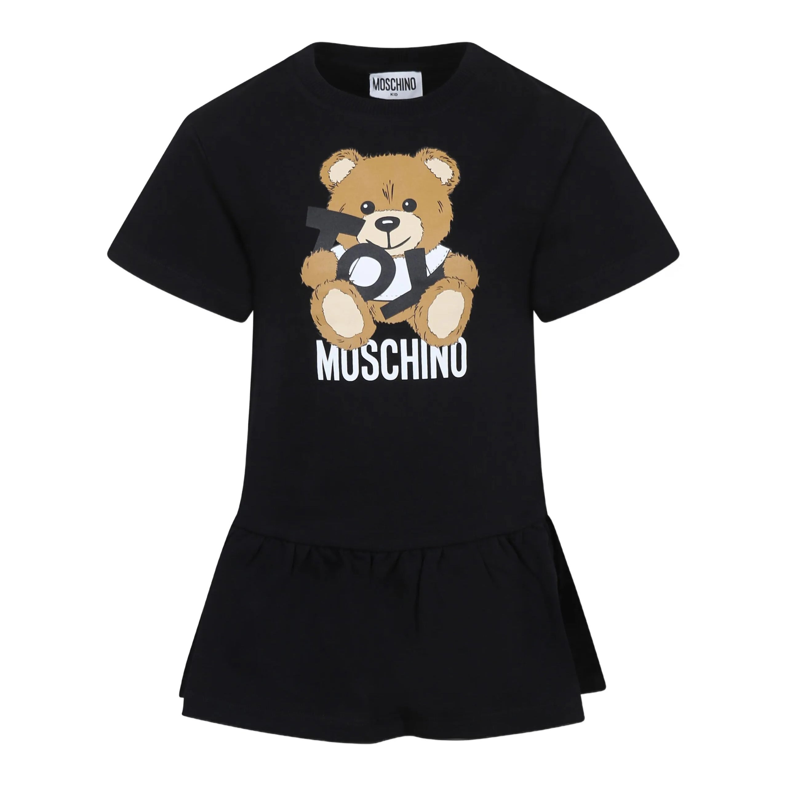 Girls Black Printed Cotton Dress