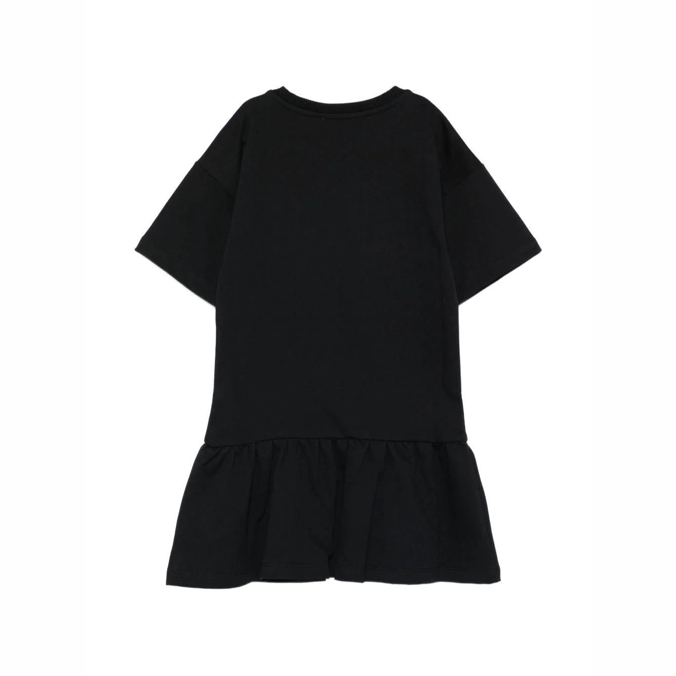 Girls Black Bear Printed Cotton Dress