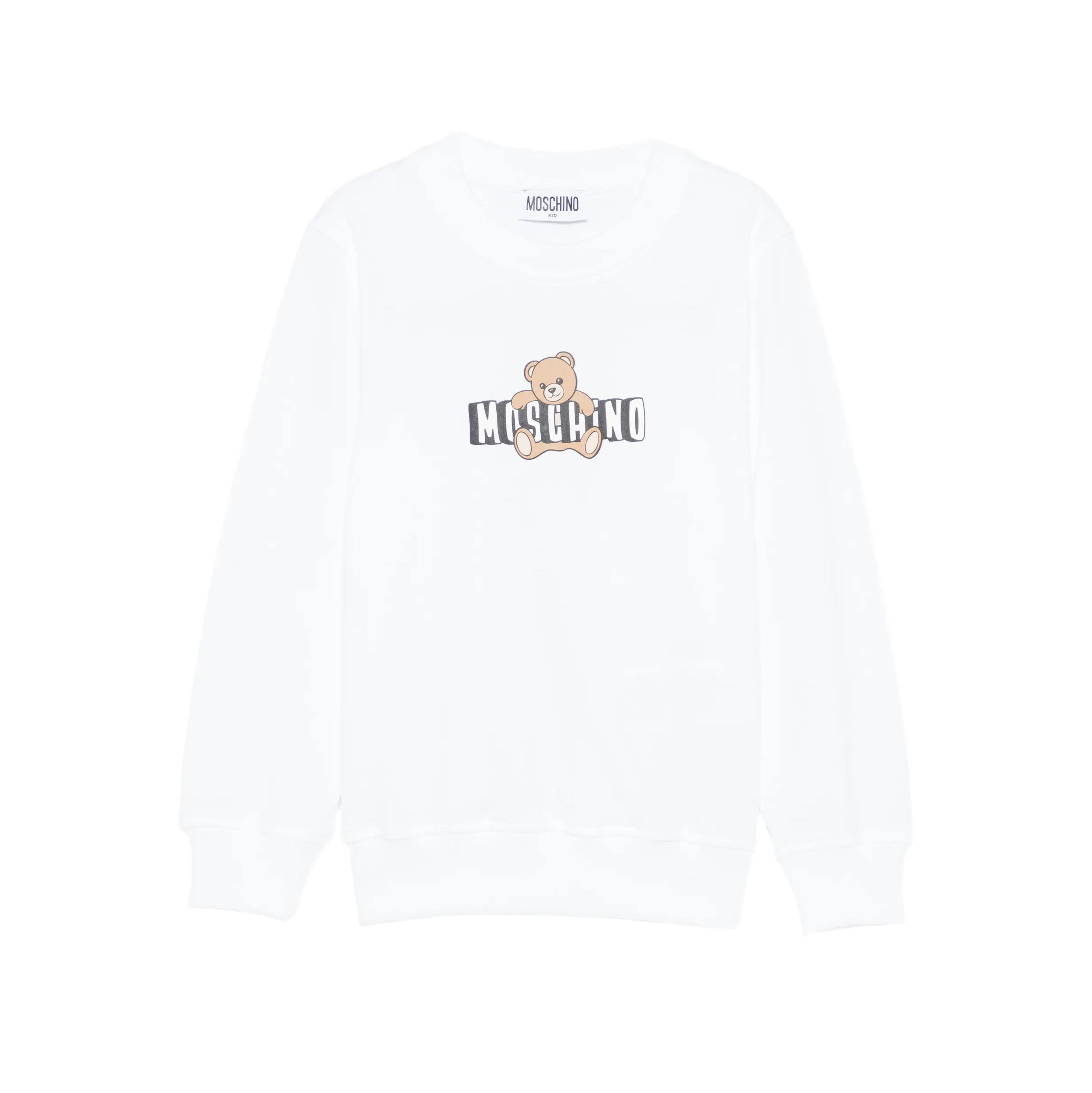 Boys & Girls White Bear Printed Cotton Sweatshirt