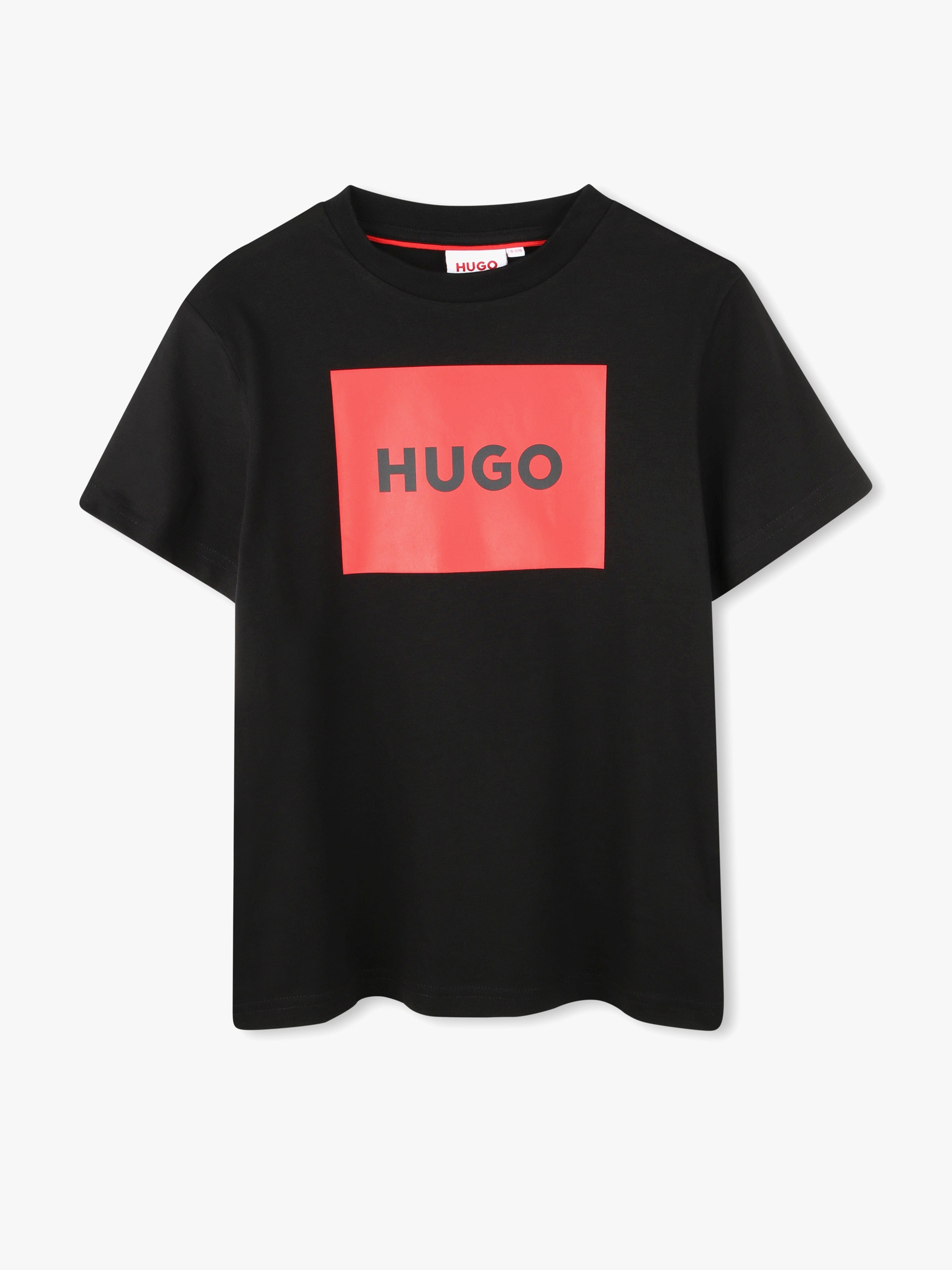 Hugo Boys Logo Print T-Shirt in Black