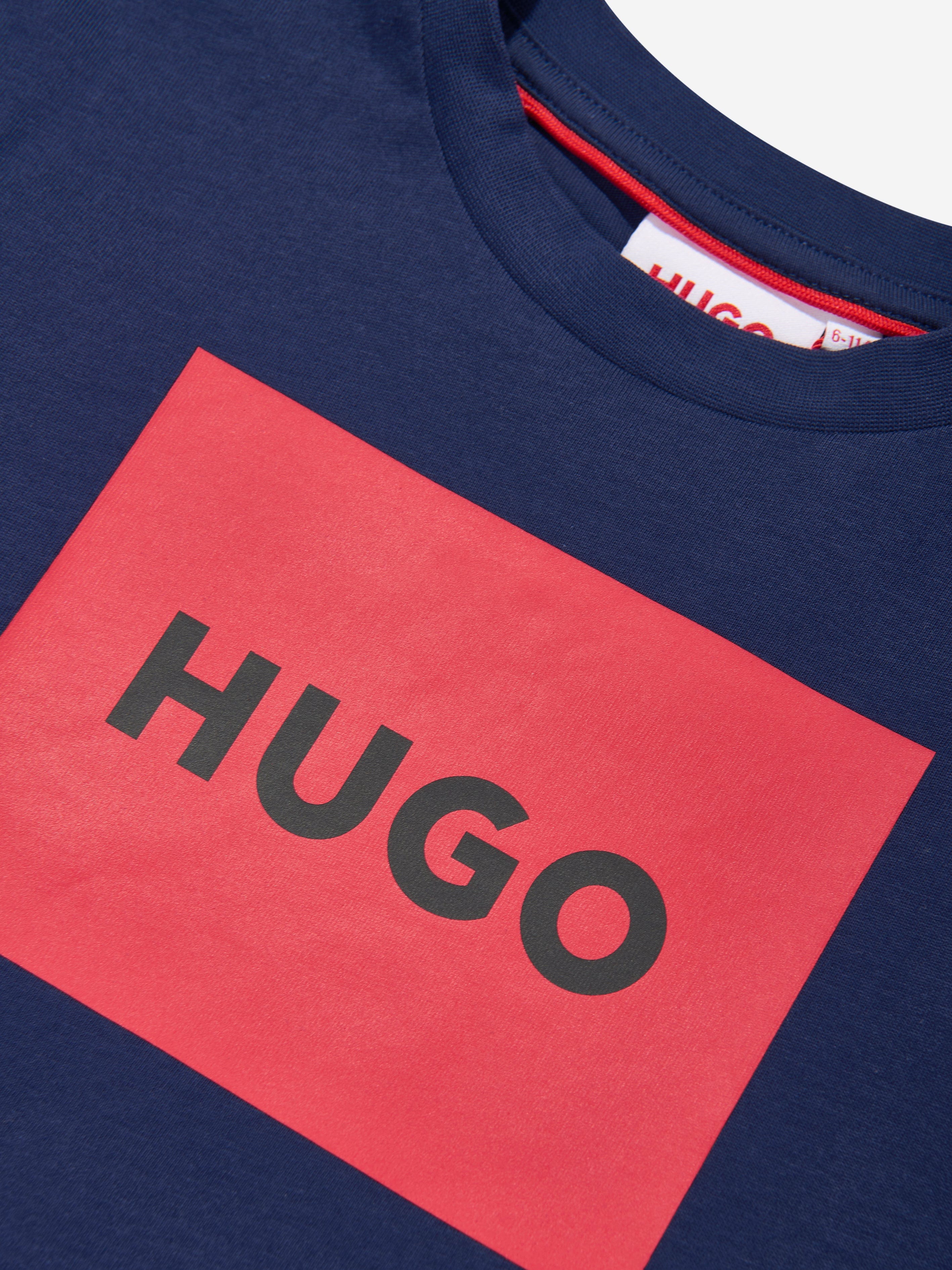 Hugo Boys Logo Print T-Shirt in Blue