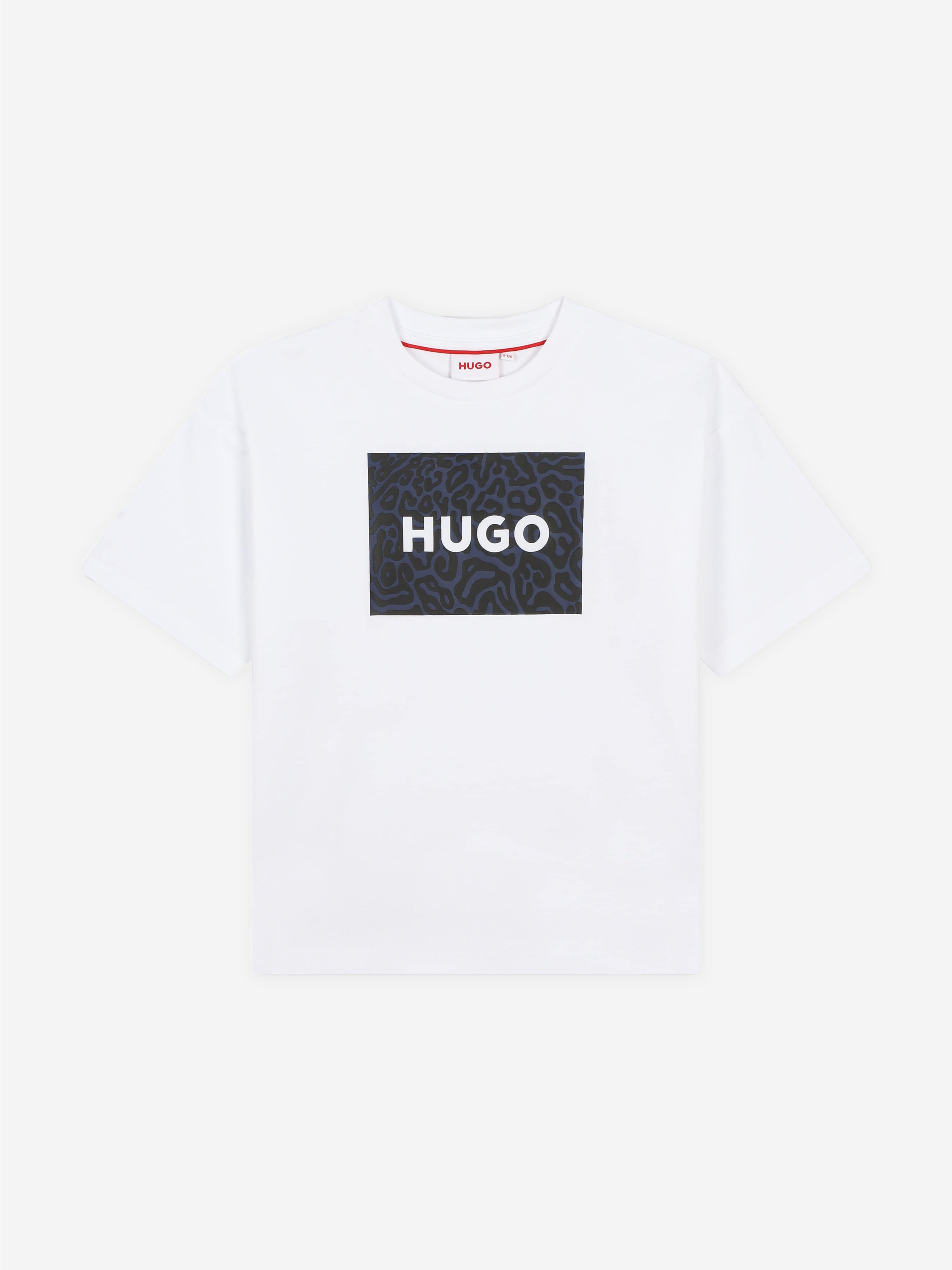 Hugo Boys Logo Print T-Shirt in White