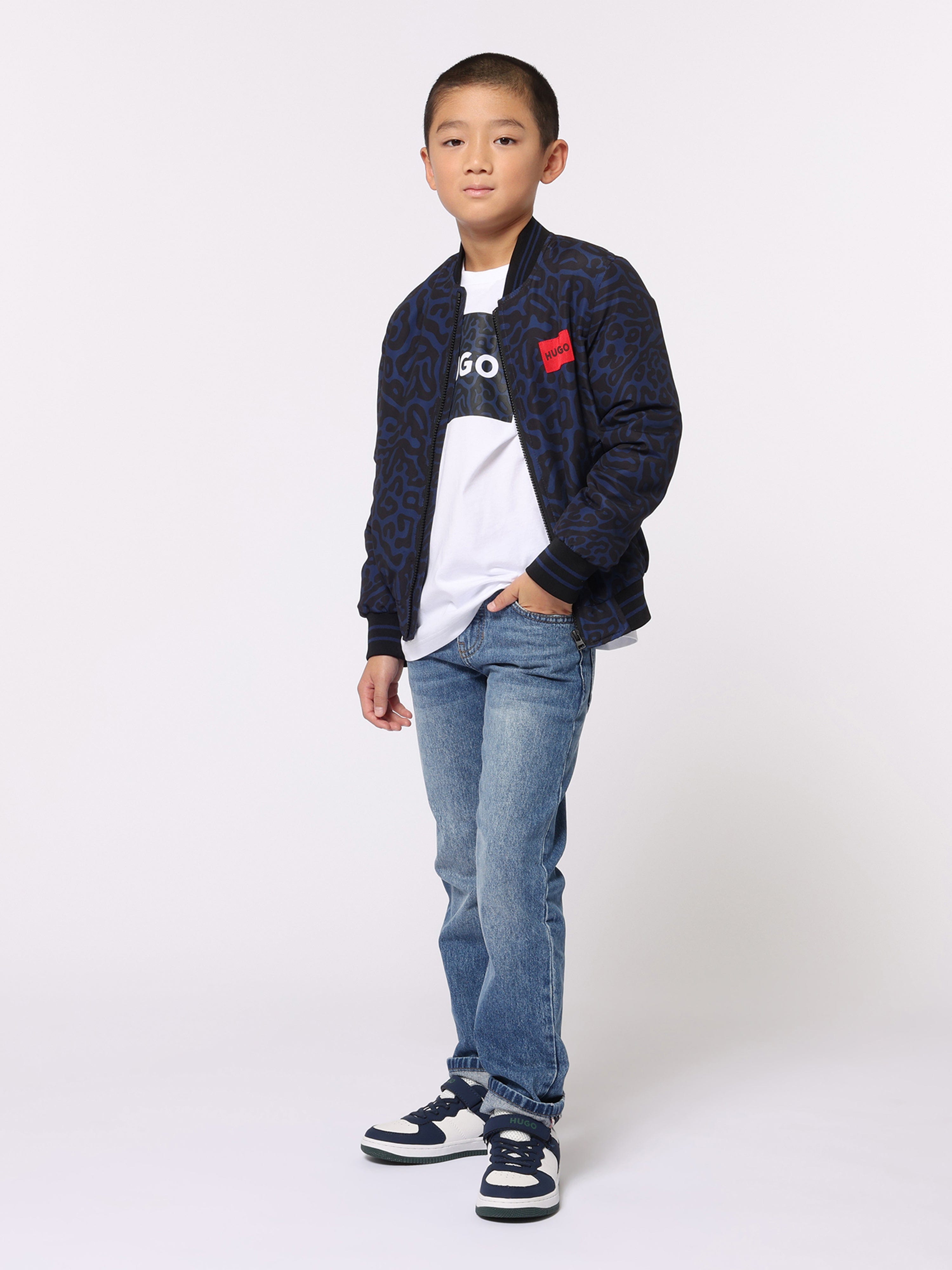Hugo Boys Logo Print T-Shirt in White