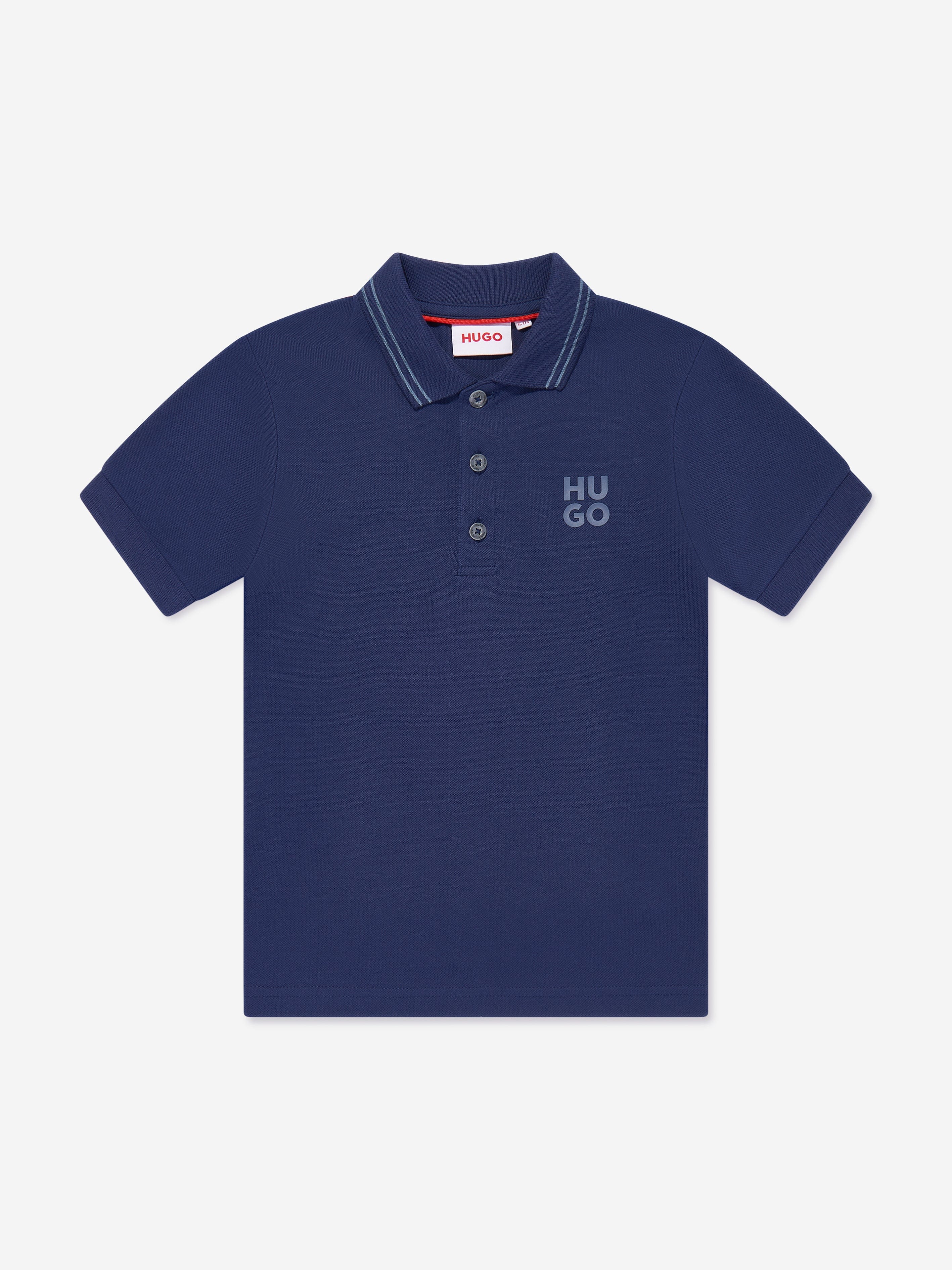 Hugo Boys Logo Print Polo Shirt in Blue
