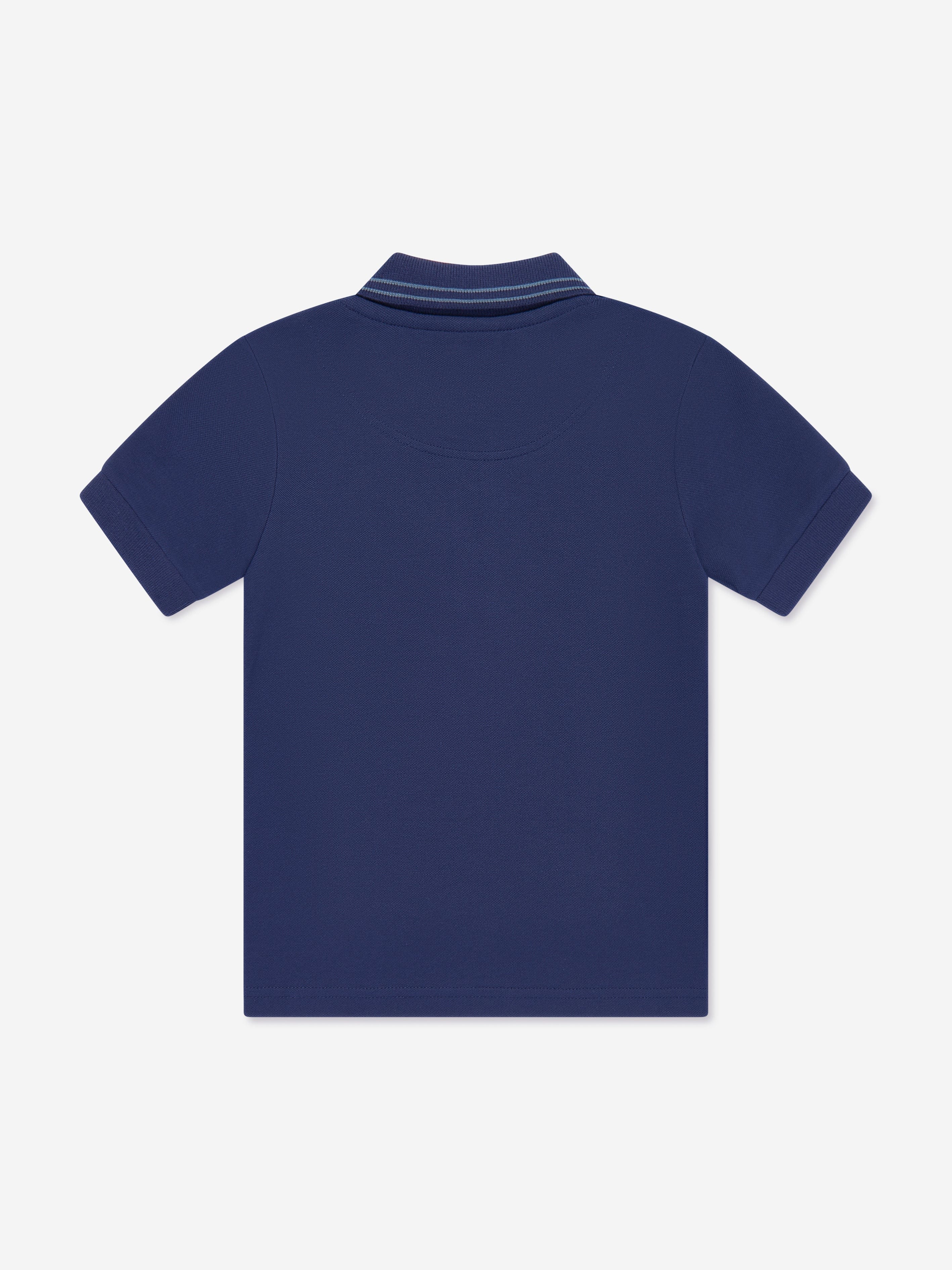 Hugo Boys Logo Print Polo Shirt in Blue