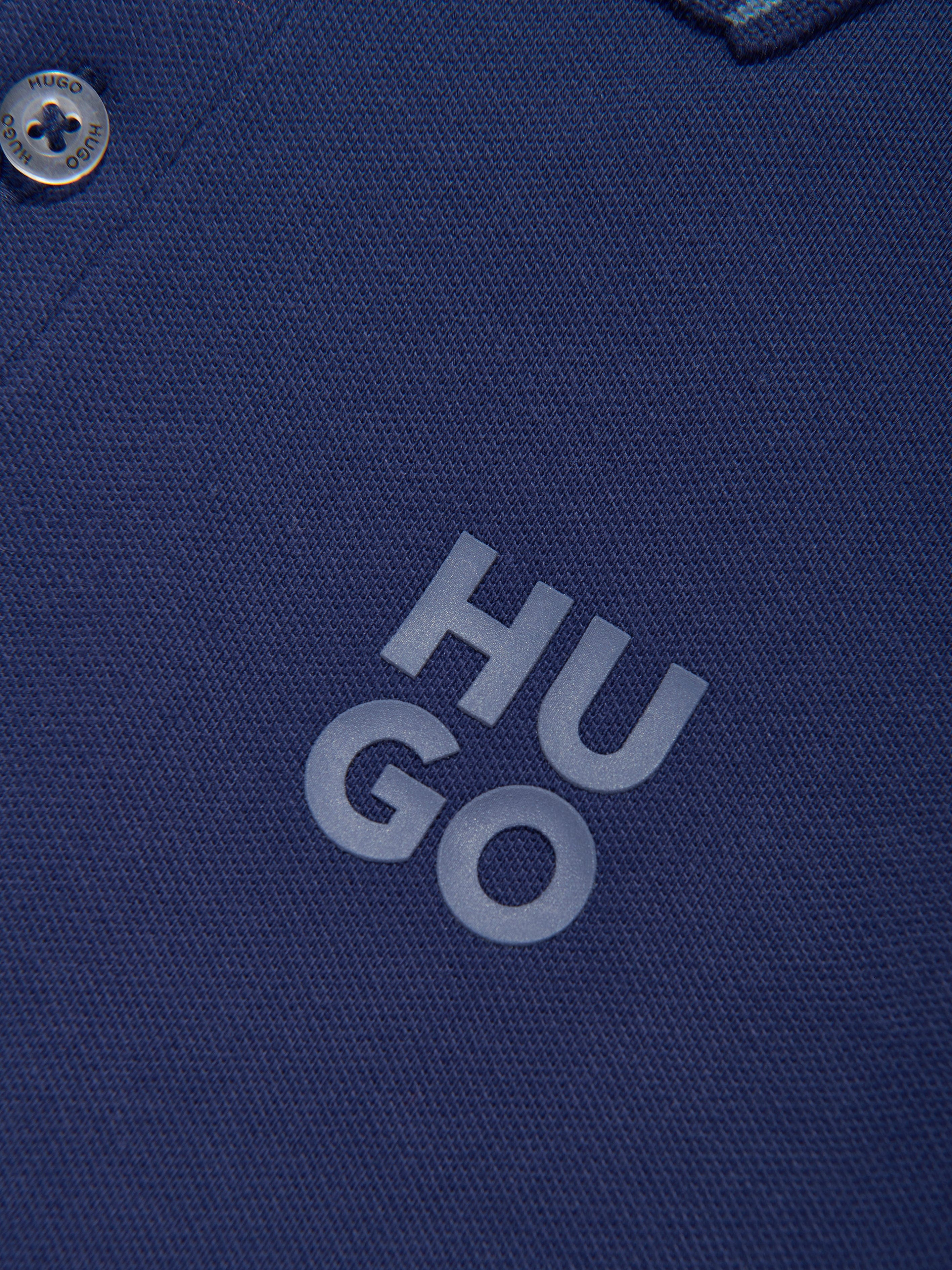Hugo Boys Logo Print Polo Shirt in Blue
