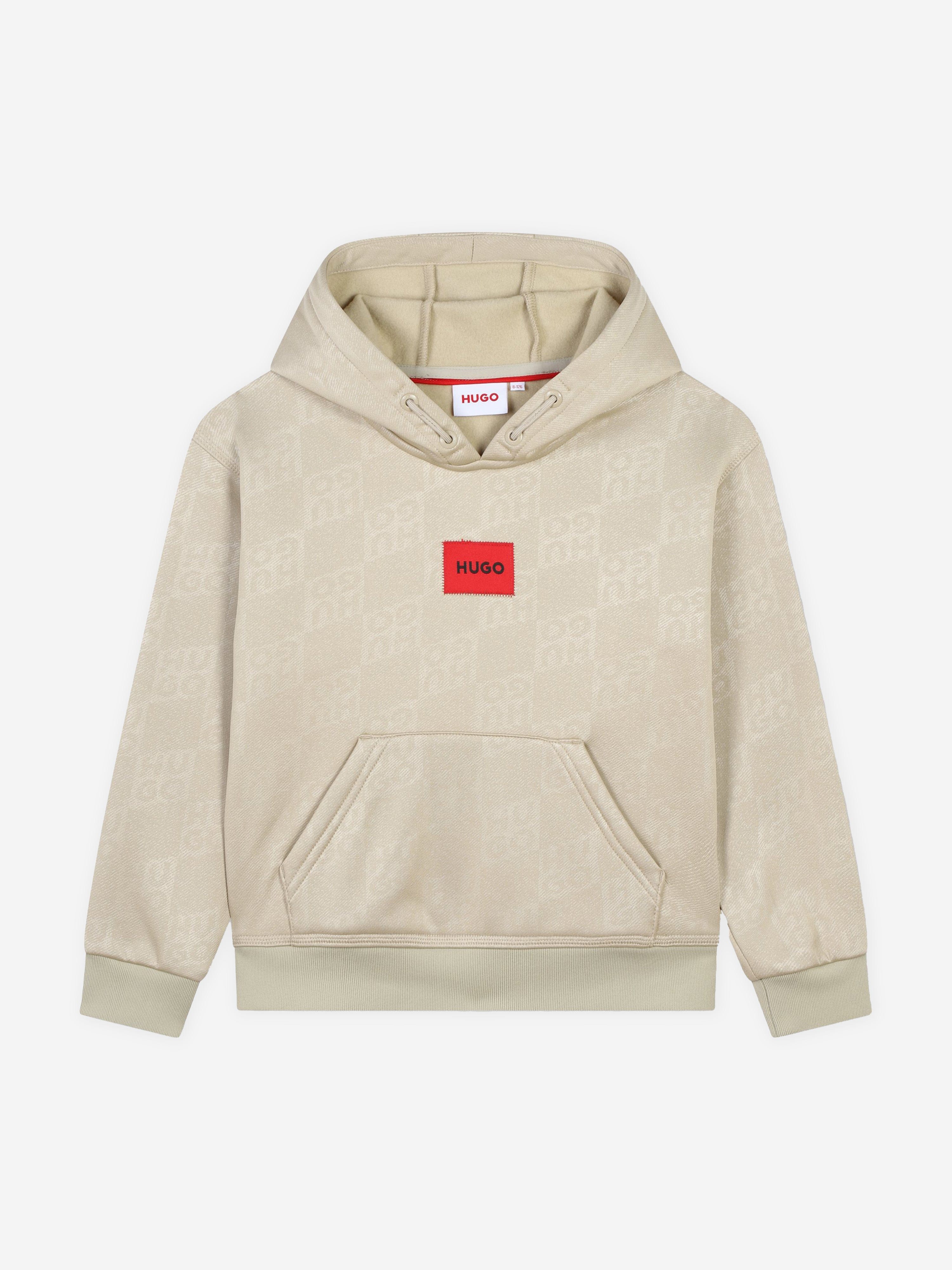 Hugo Boys Logo Hoodie in Beige