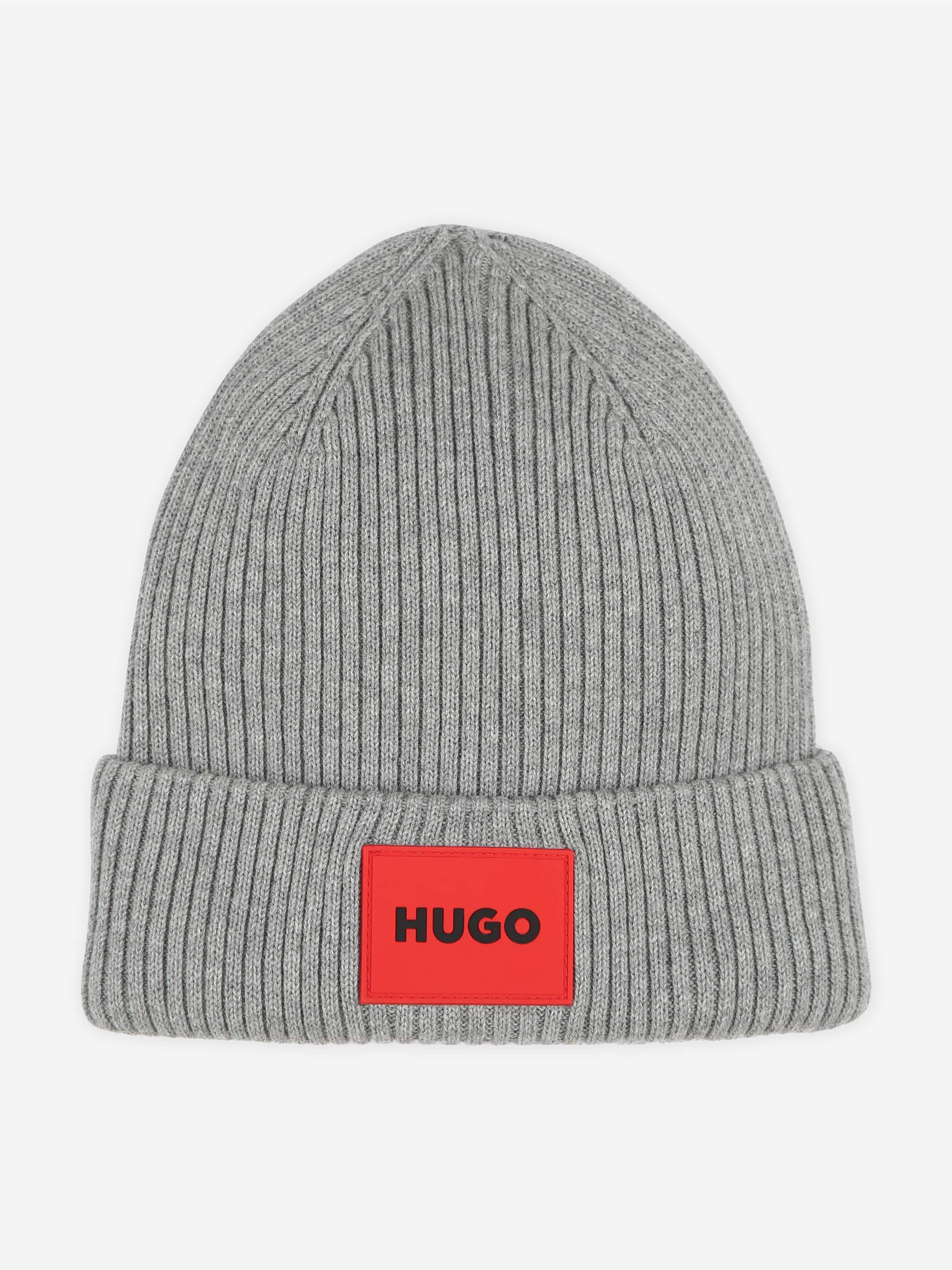 Hugo Kids Knitted Beanie Hat in Grey