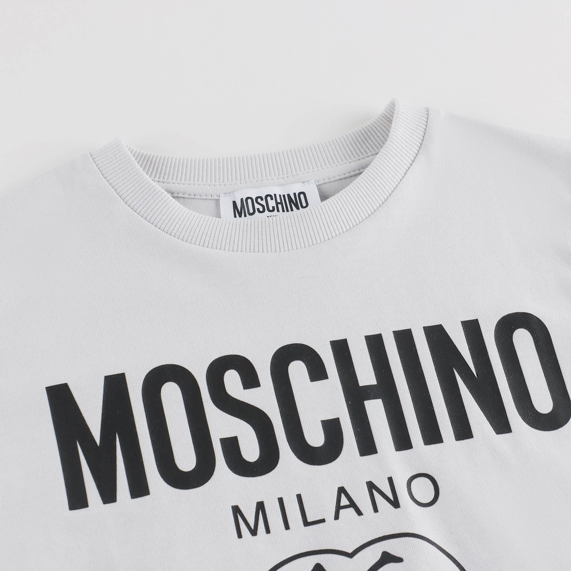 Boys Light Grey Logo Cotton T-Shirt