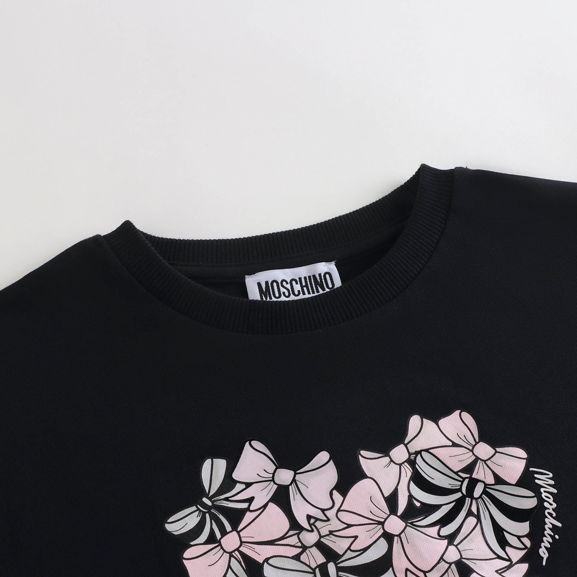 Girls Black Printed Cotton T-Shirt