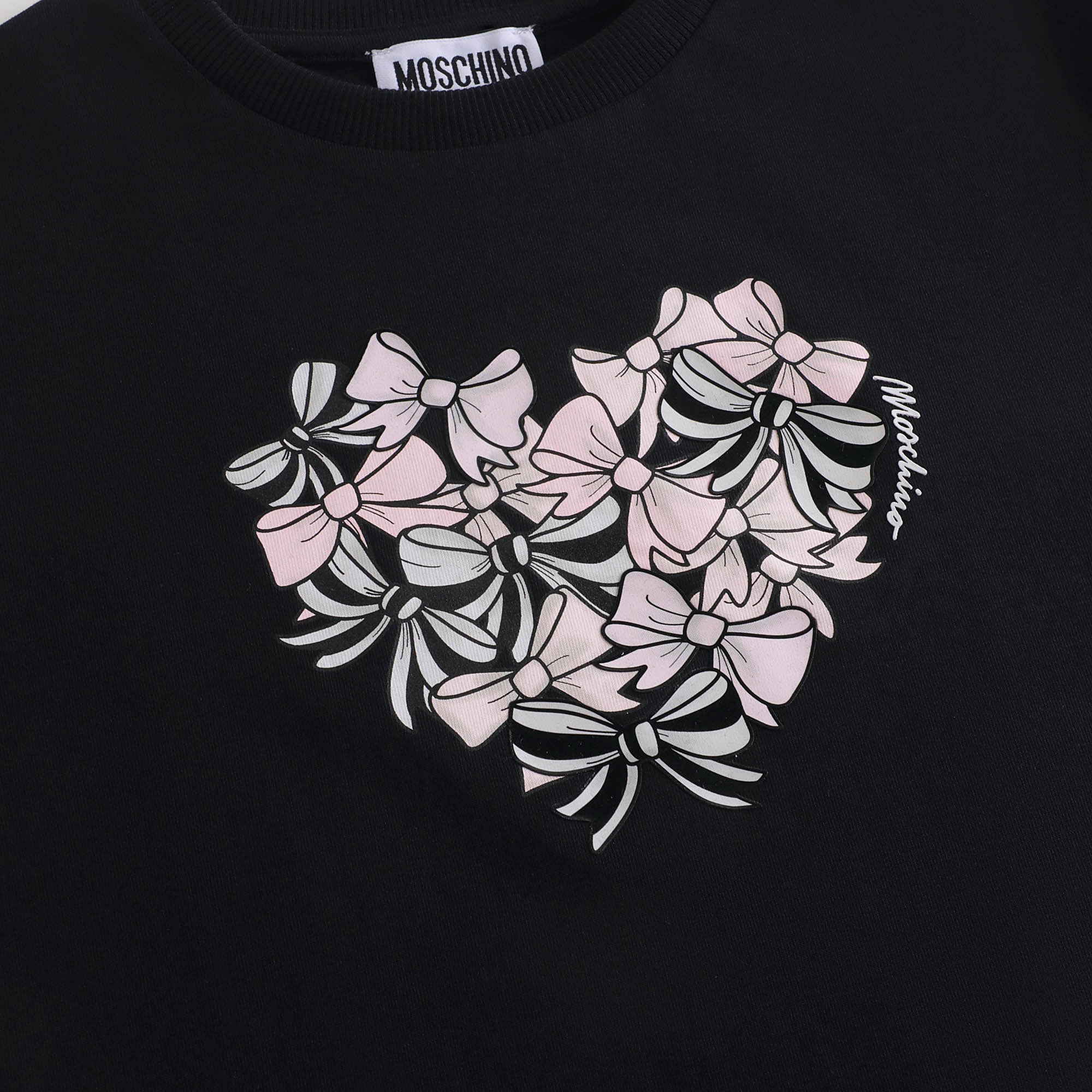 Girls Black Printed Cotton T-Shirt