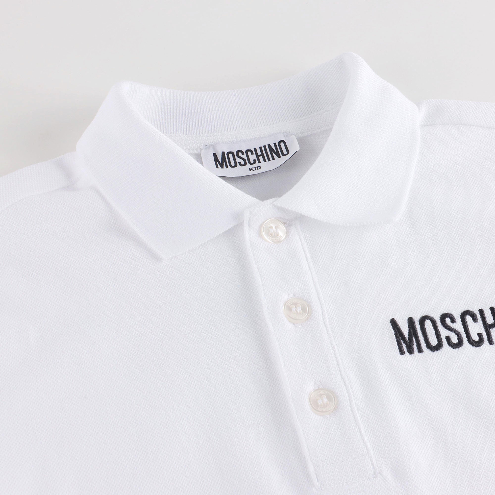 Boys White Cotton Polo Shirt