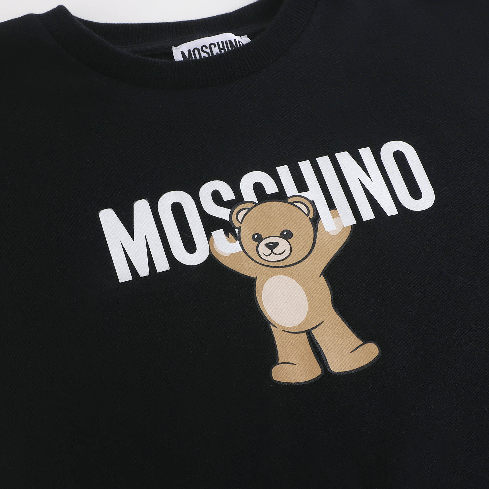Boys & Girls Black Bear Printed Cotton T-Shirt