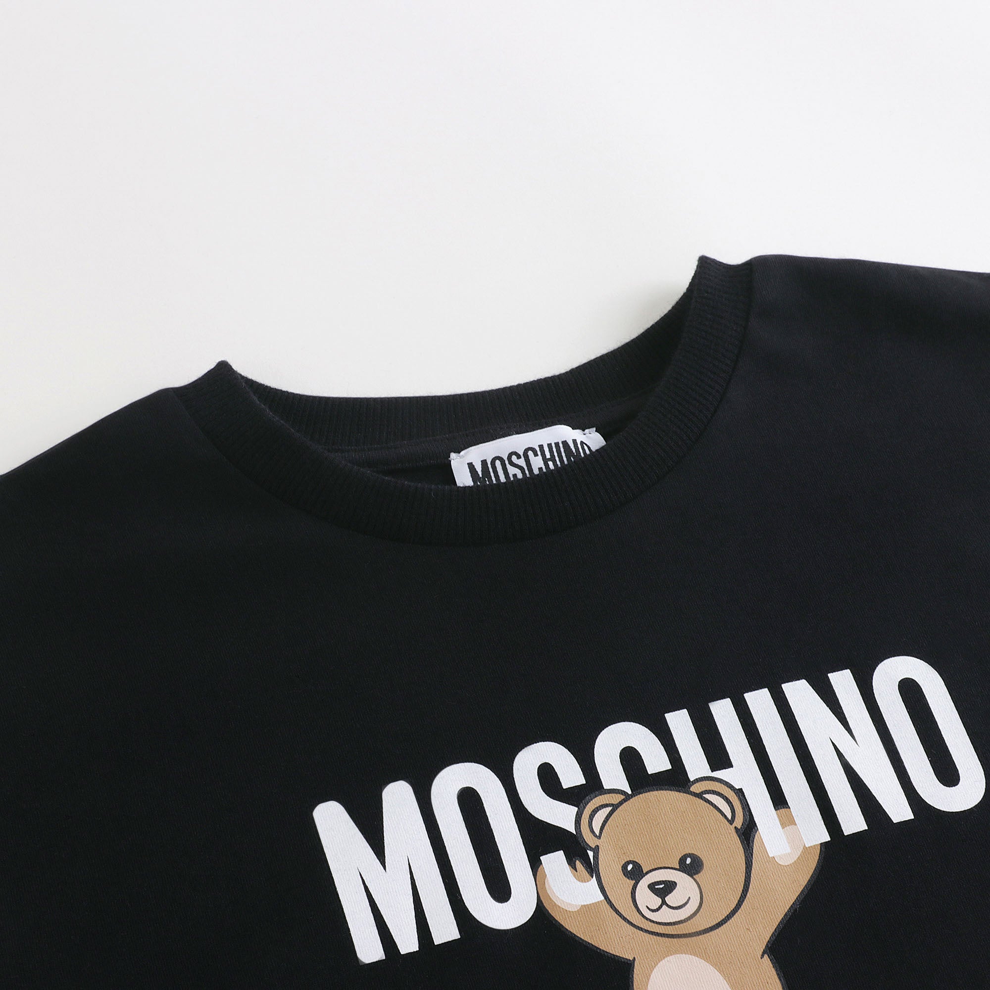Boys & Girls Black Bear Printed Cotton T-Shirt