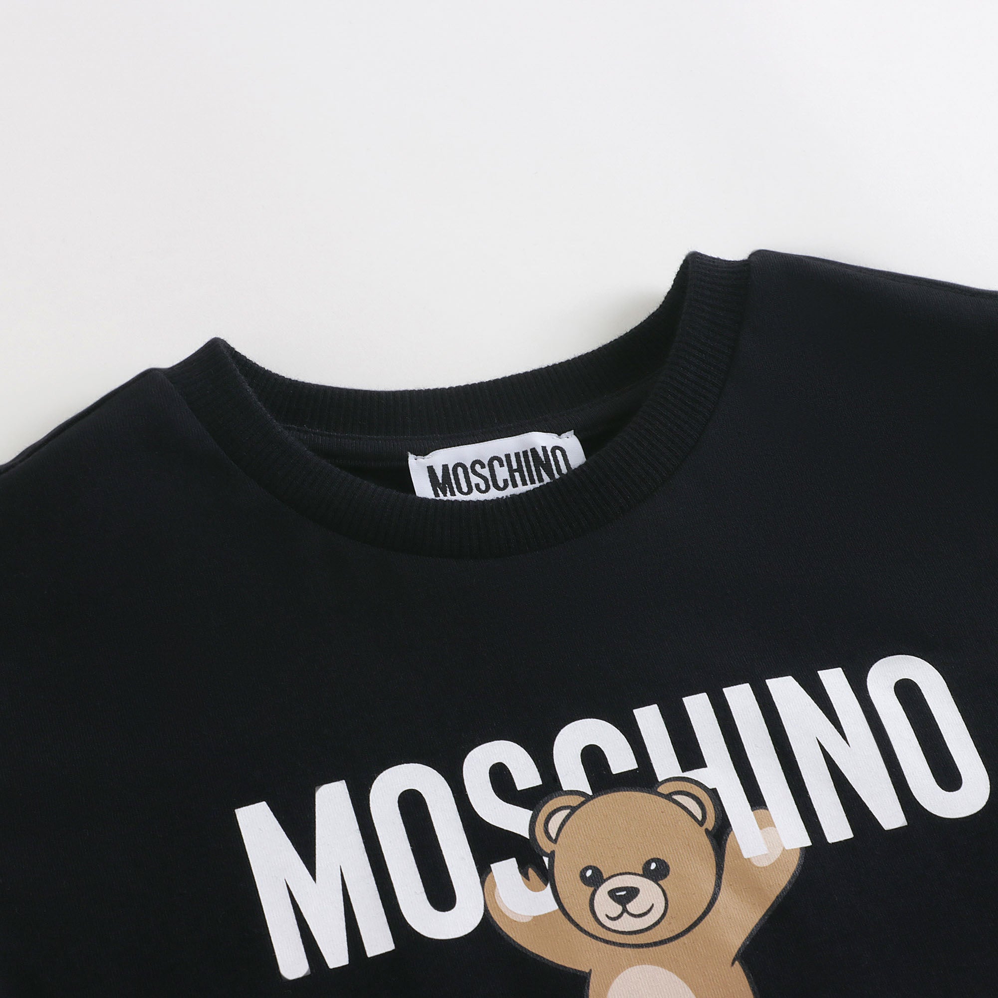 Girls Black Bear Printed Cotton Dress