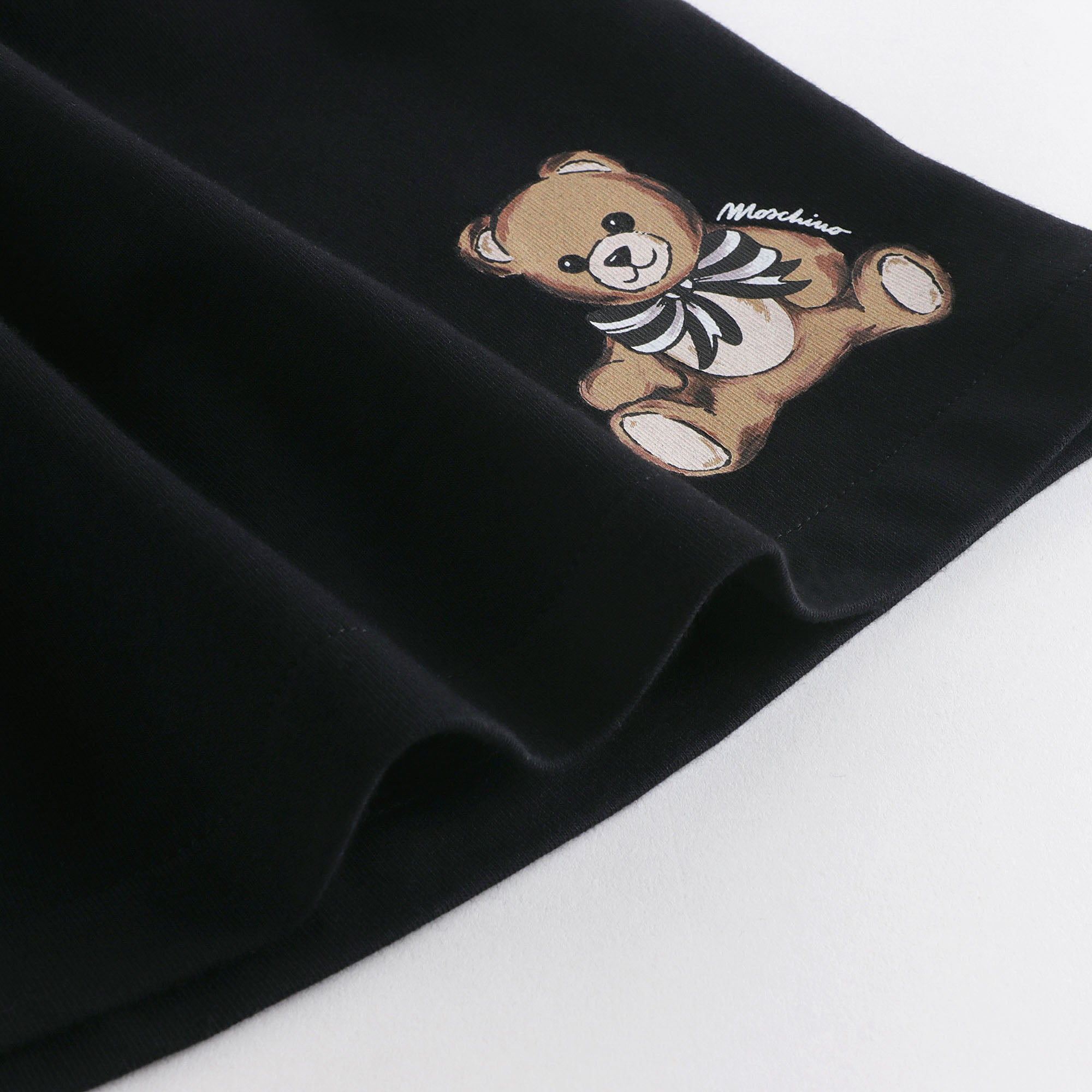 Girls Black Bear Printed Cotton Skirt