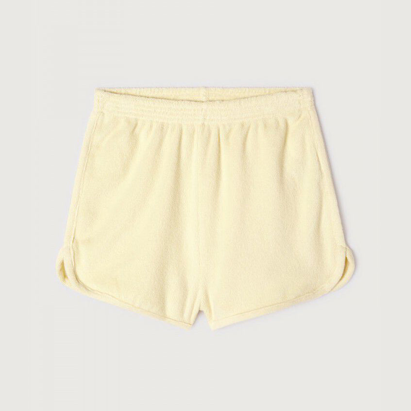 Women Light Yellow Cotton Shorts