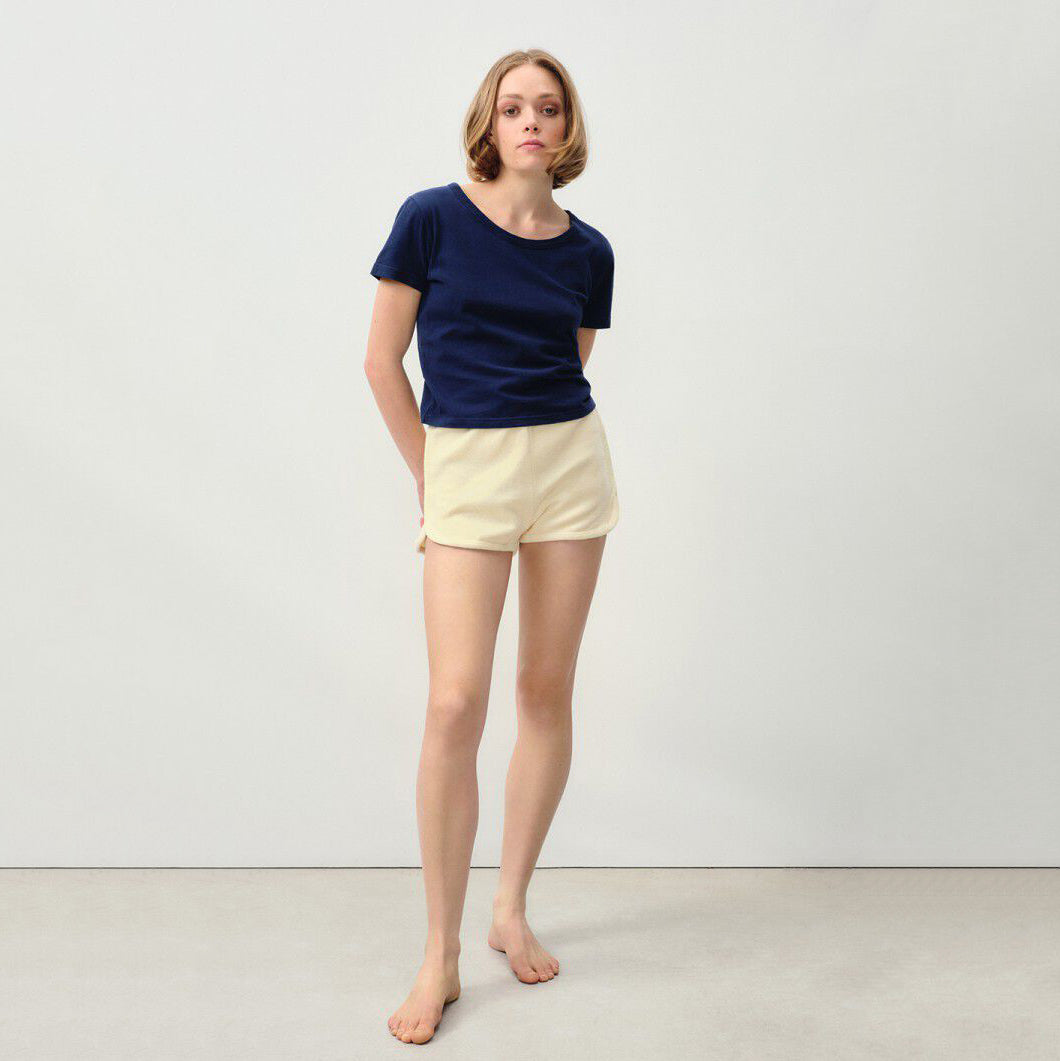 Women Light Yellow Cotton Shorts
