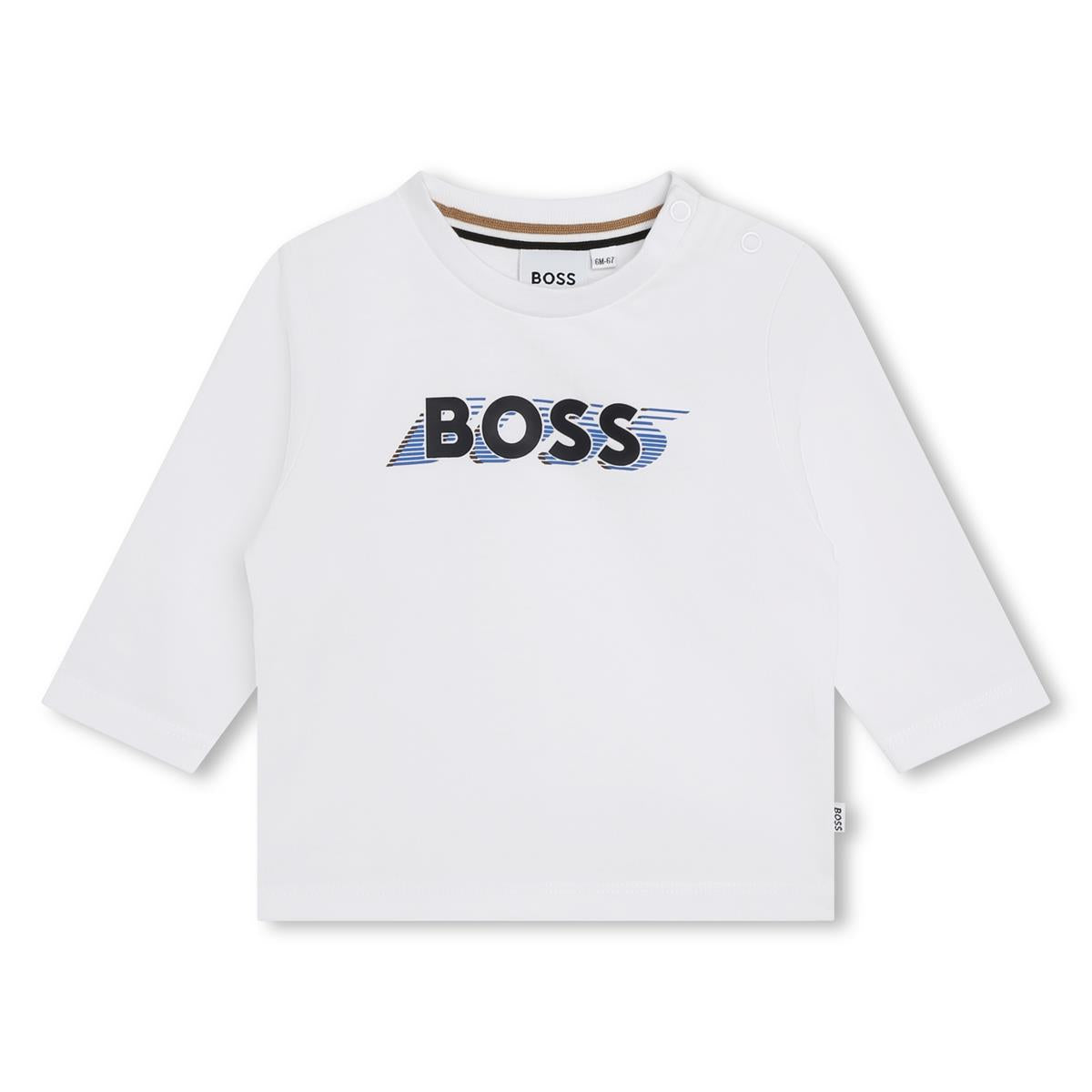 Baby Boys White Logo Cotton T-Shirt