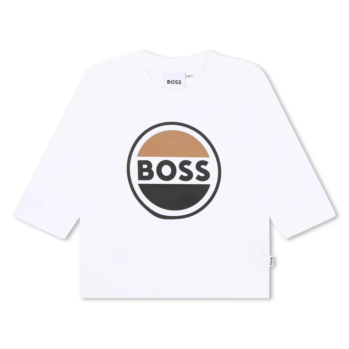Baby Boys White Logo Cotton T-Shirt