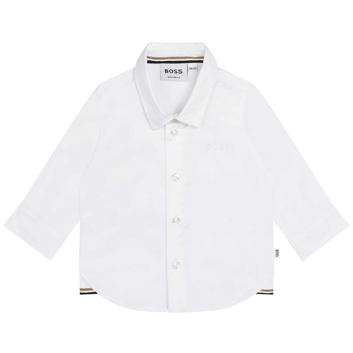 Baby Boys White Cotton Shirt